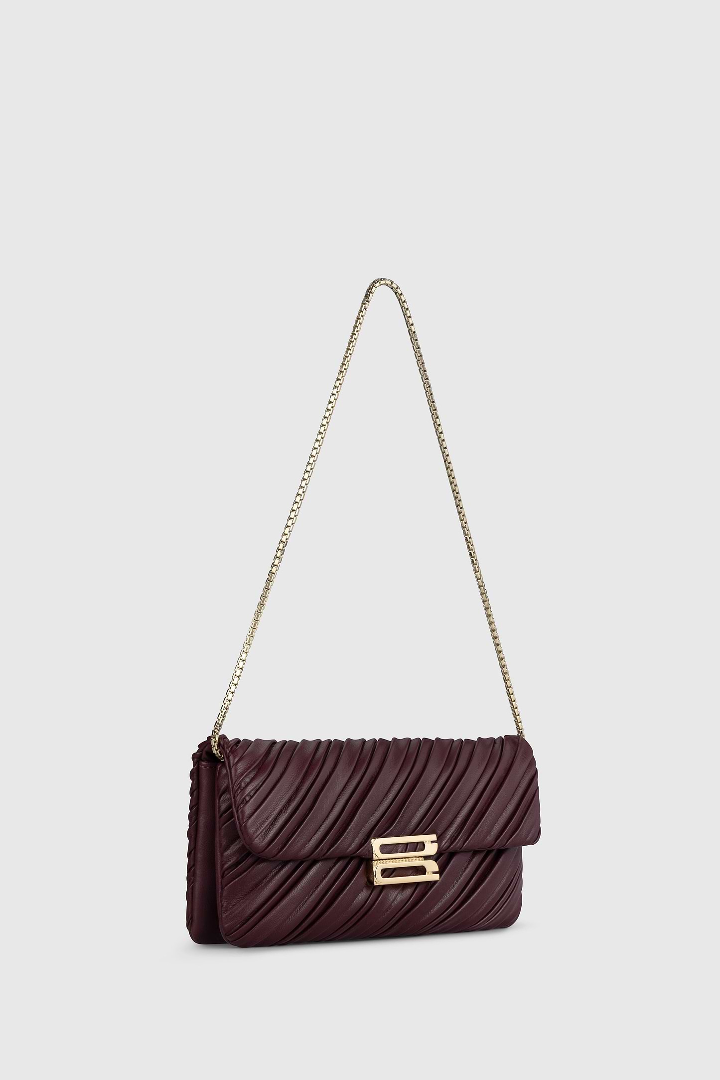Soft Dorian Chain Baguette Burgundy Pleated Nappa