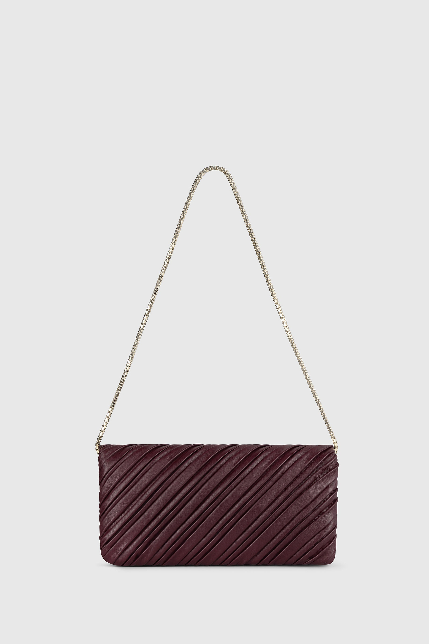 Soft Dorian Chain Baguette Burgundy Pleated Nappa