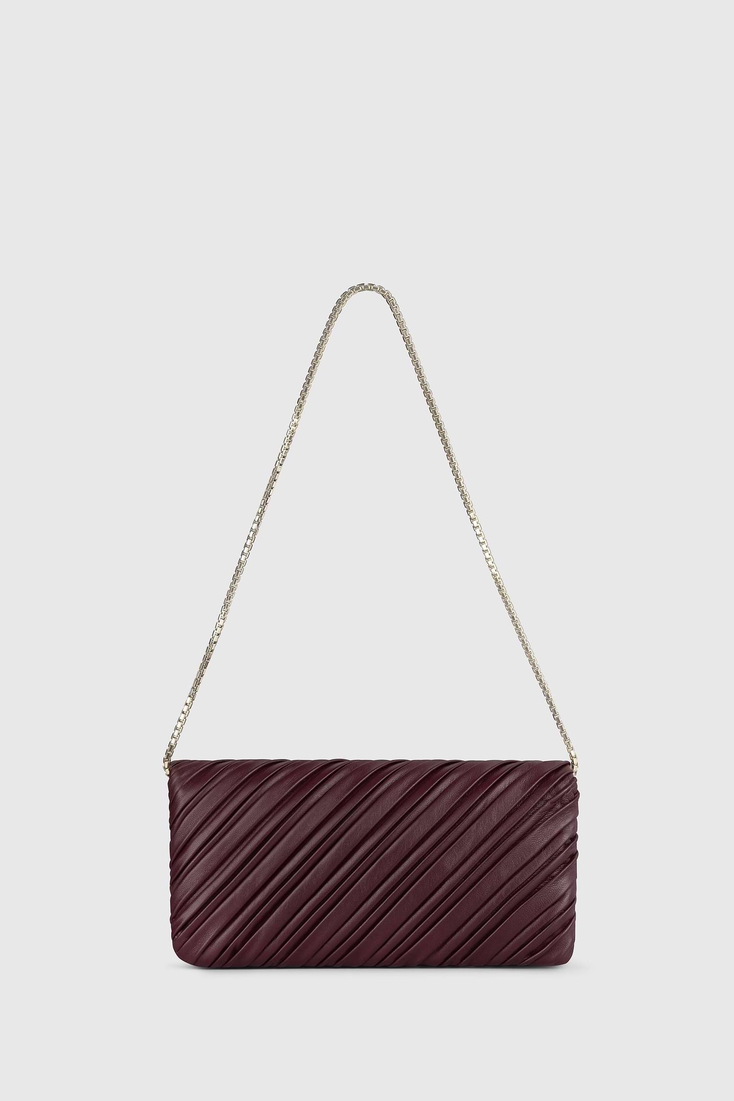 Soft Dorian Chain Baguette Burgundy Pleated Nappa