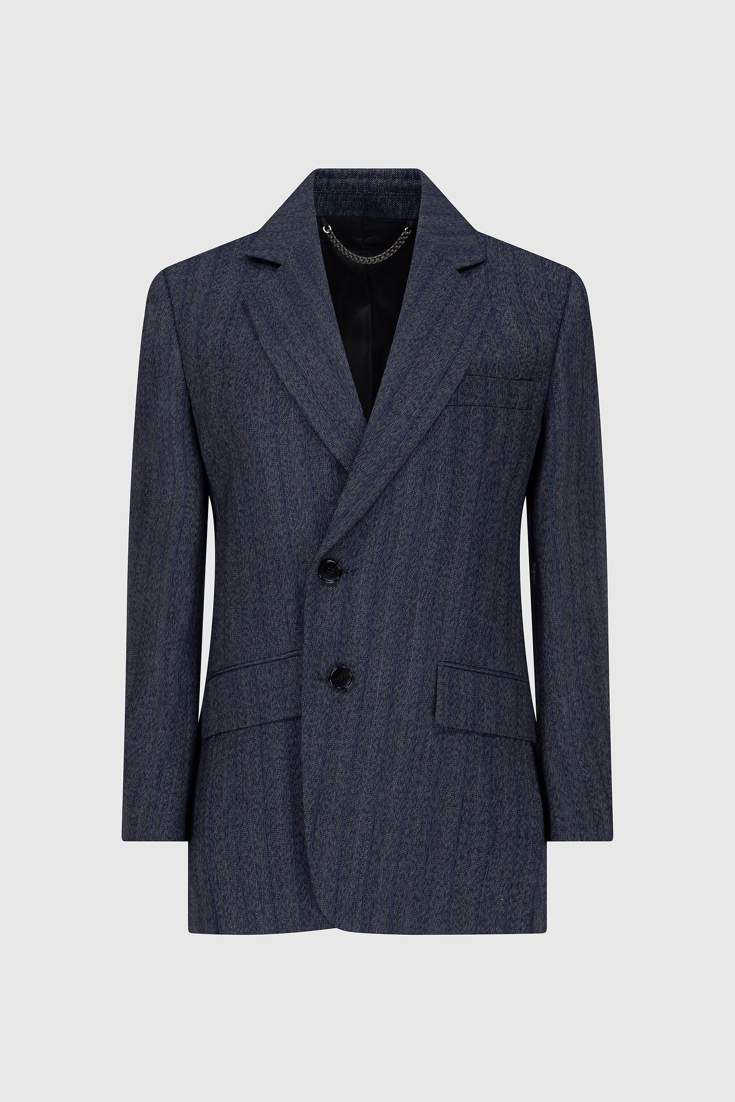 Split Collar Jacket In Blue Melange