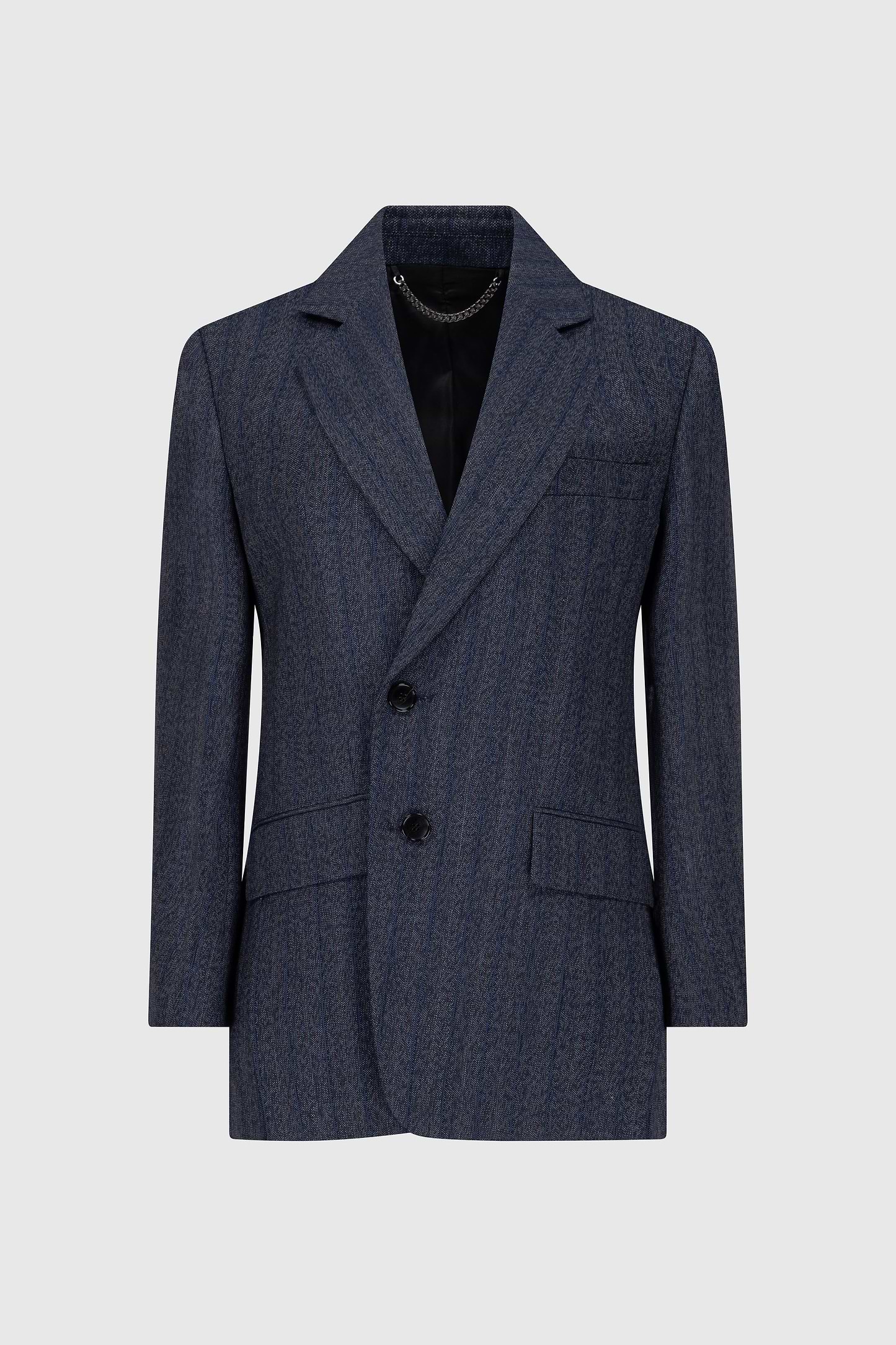 Split Collar Jacket In Blue Melange