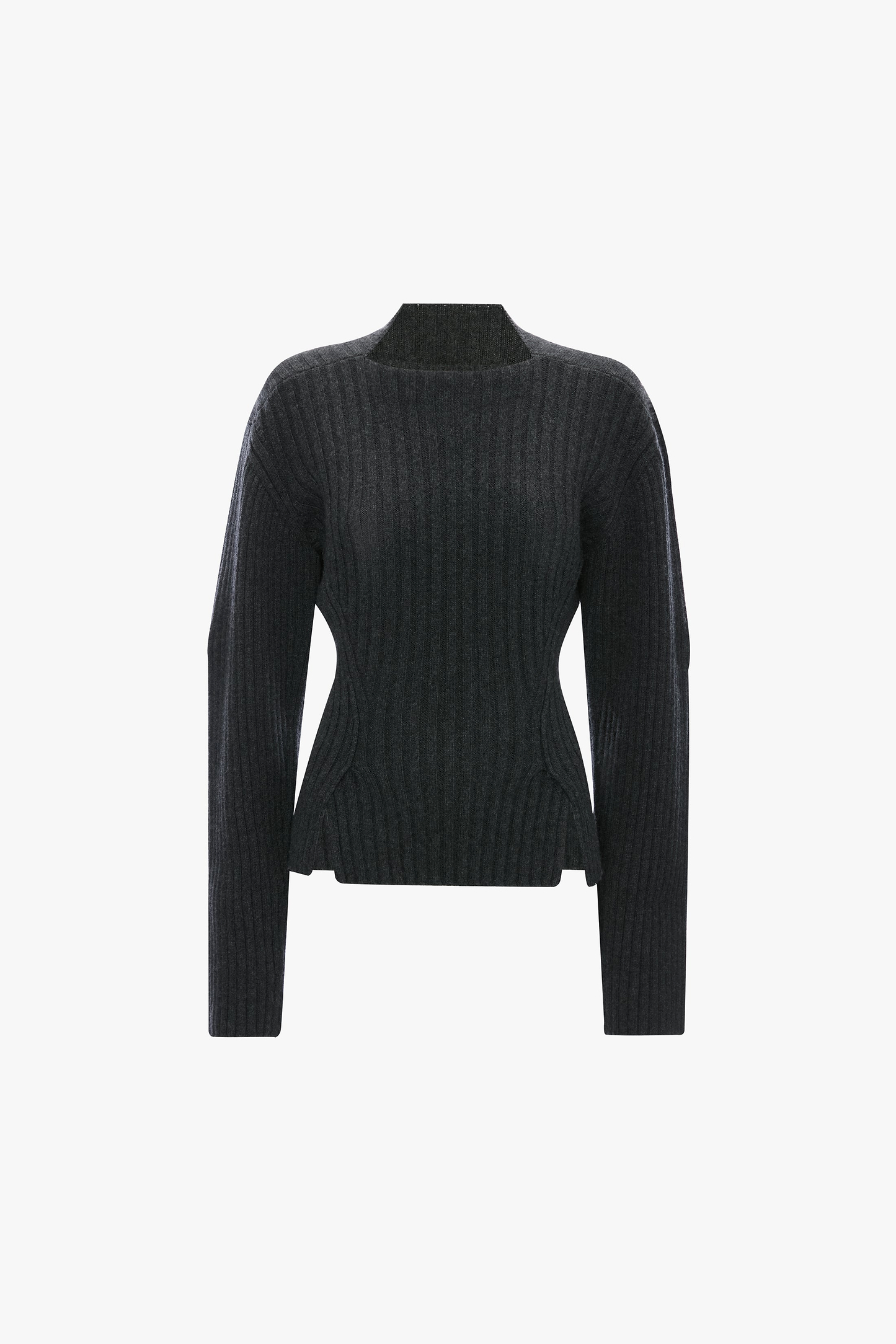 Ribbed Jumper In Grey Melange