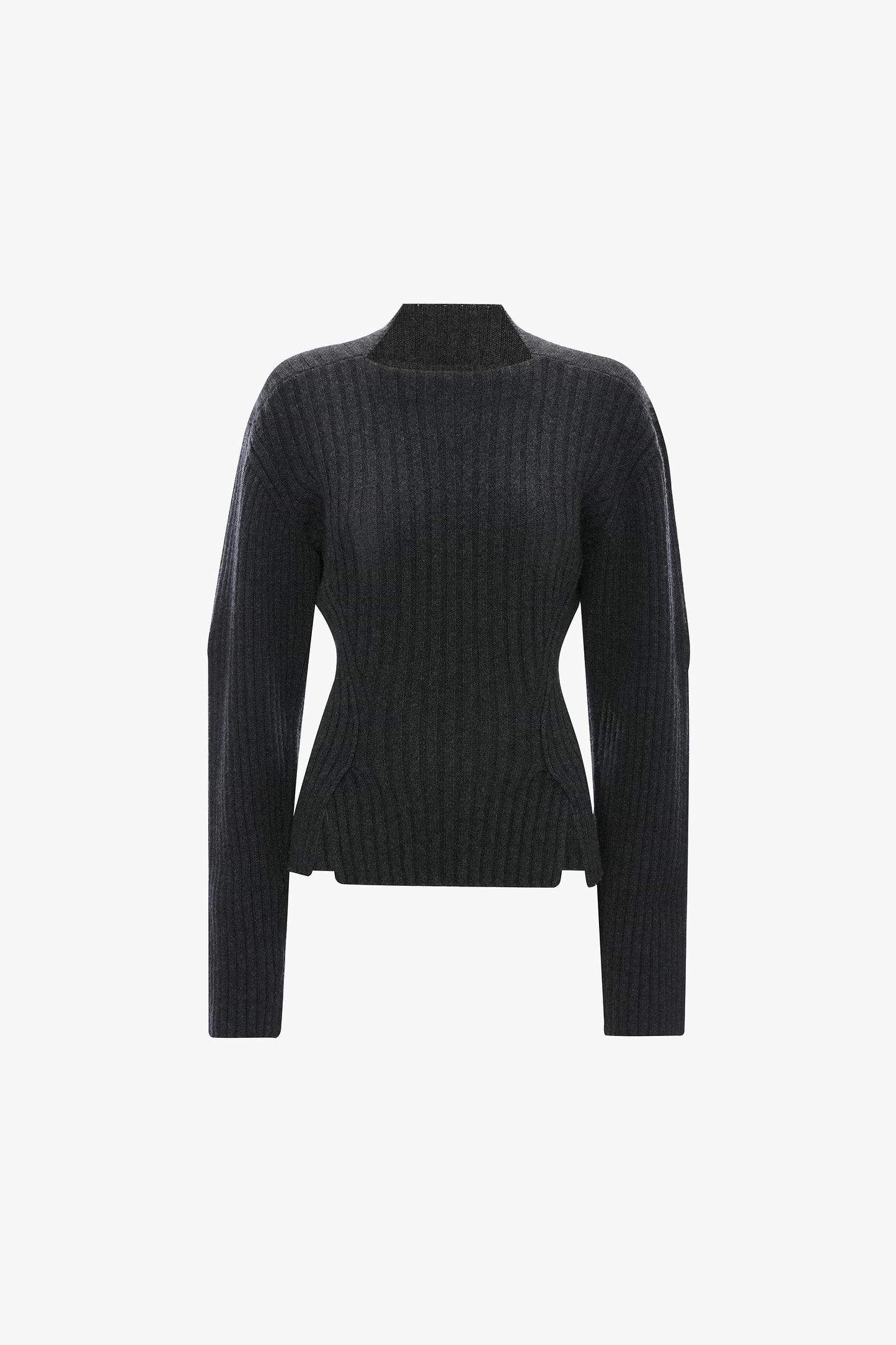 Ribbed Jumper In Grey Melange