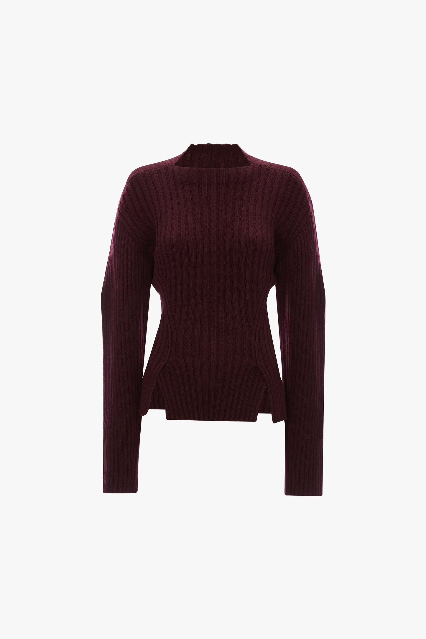 Ribbed Jumper In Dark Burgundy