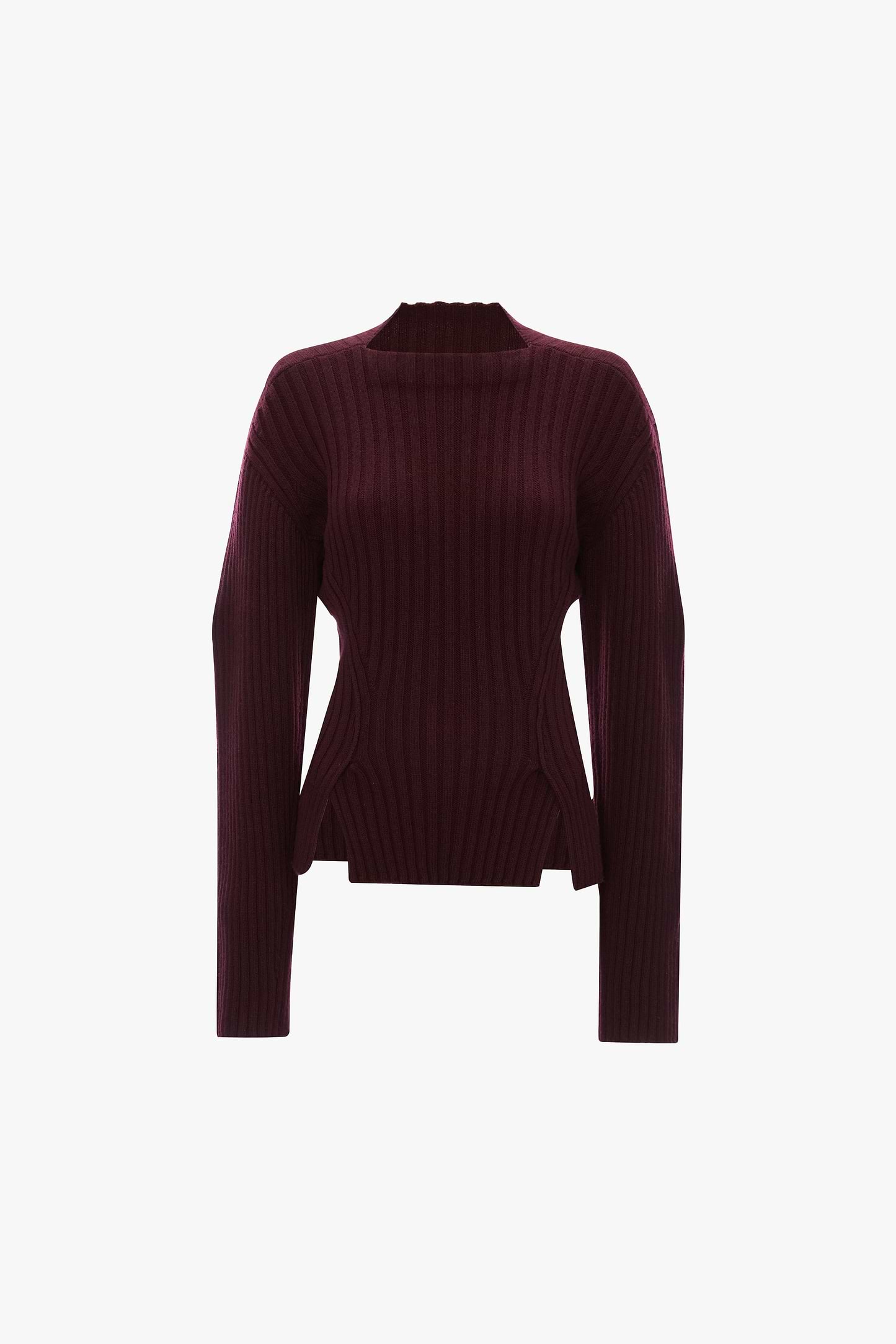 Ribbed Jumper In Dark Burgundy
