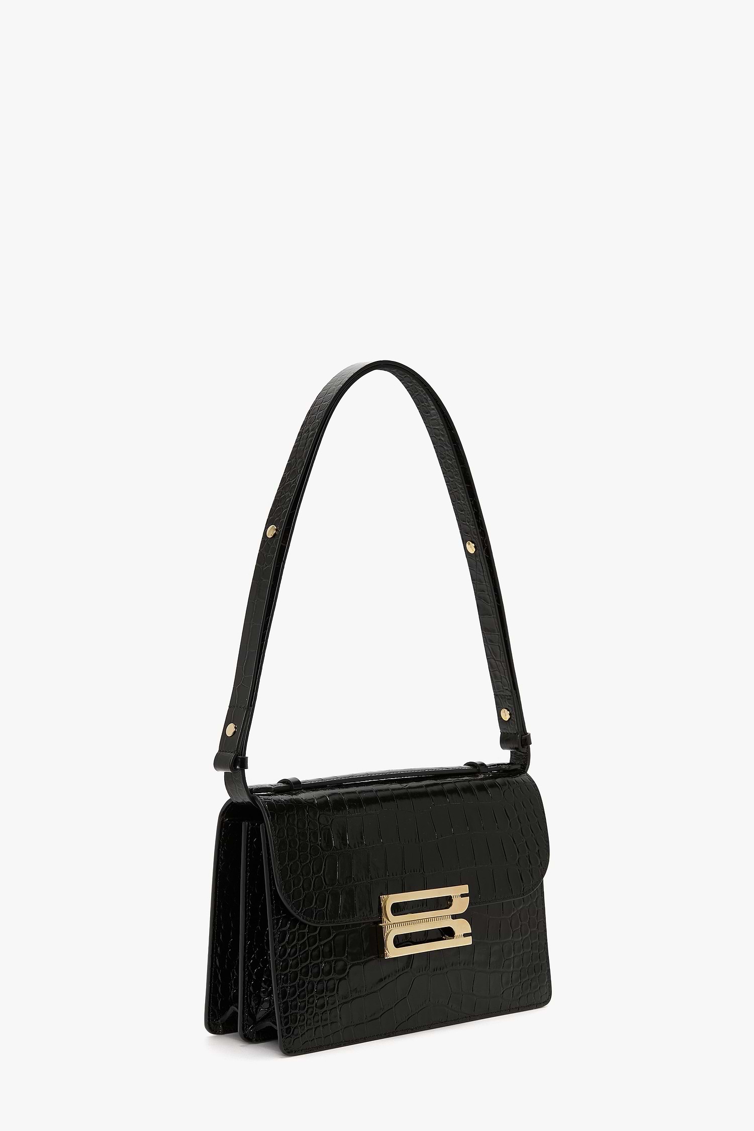 Dorian Bag Black Croc Embossed Leather