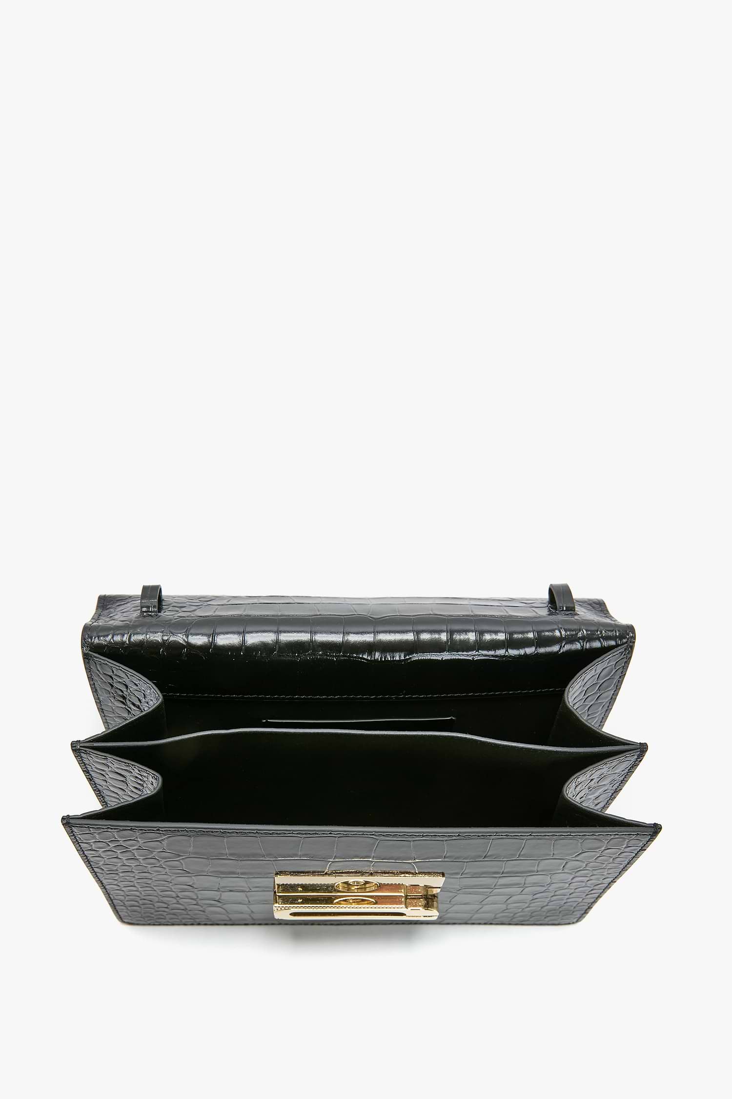 Dorian Bag Black Croc Embossed Leather