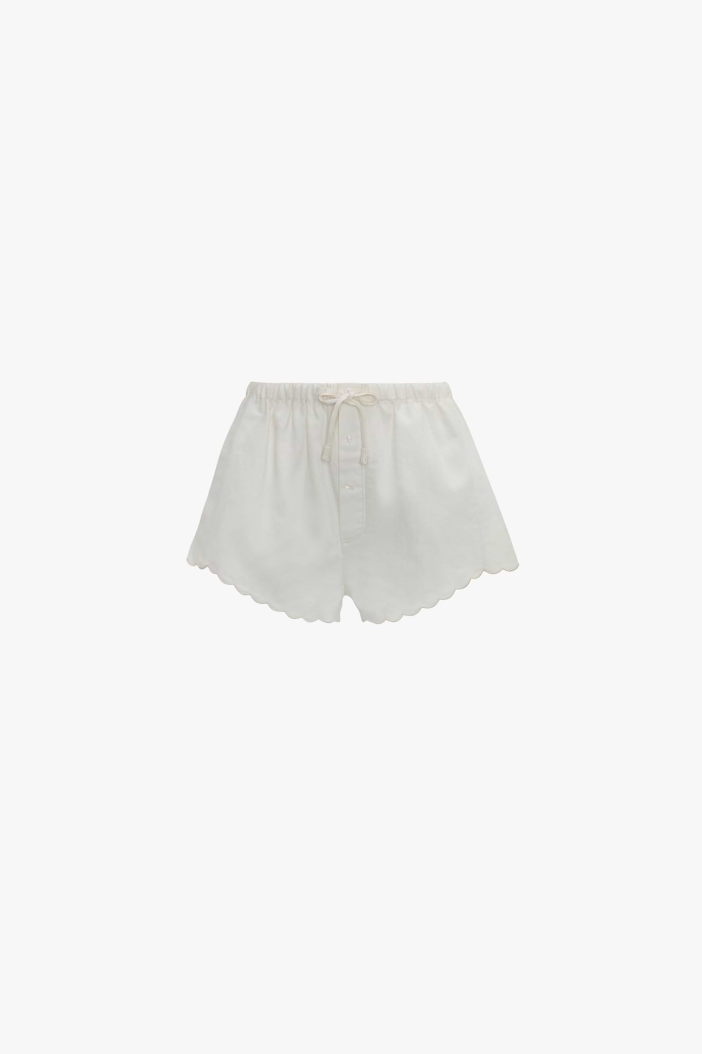 Embroidered Short In White