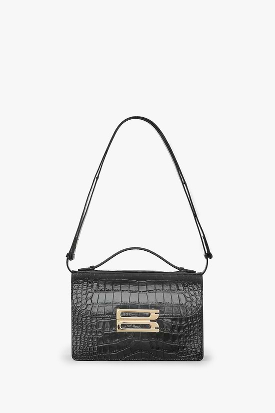 Dorian Bag Black Croc Embossed Leather