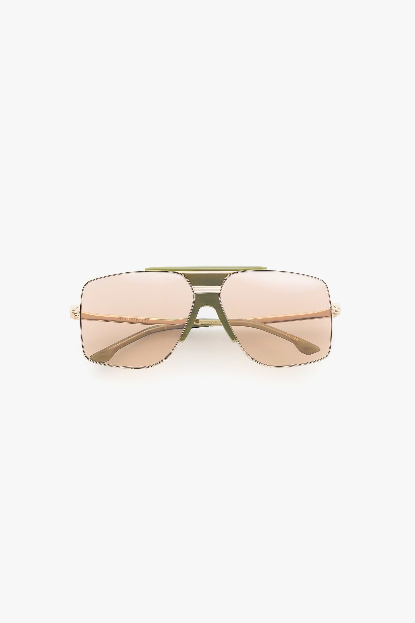 Oversized Metal And Acetate Frame In Green Marble