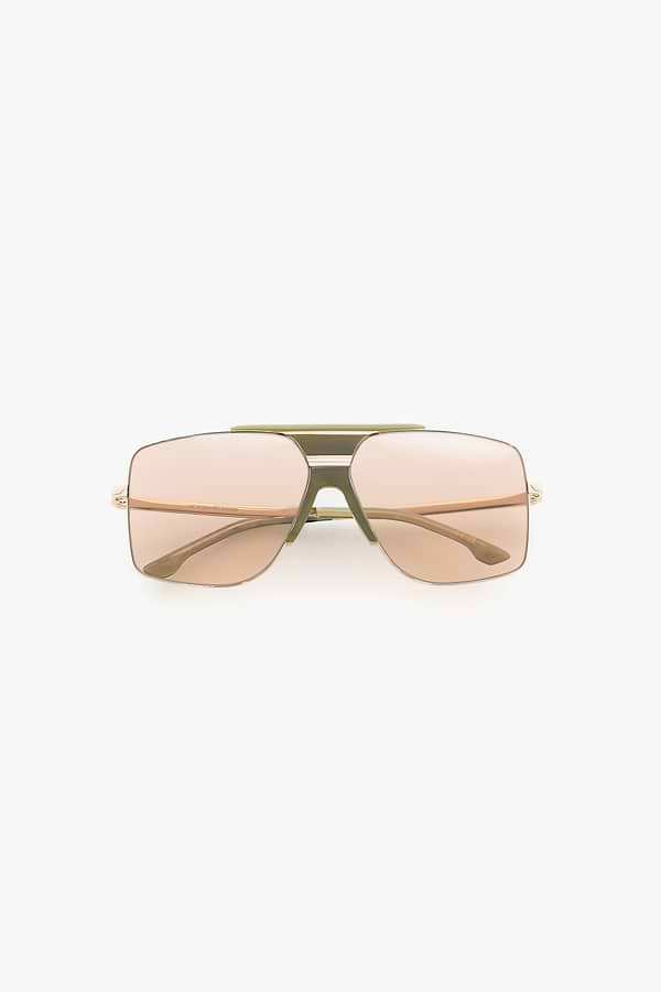 Oversized Metal And Acetate Frame In Green Marble