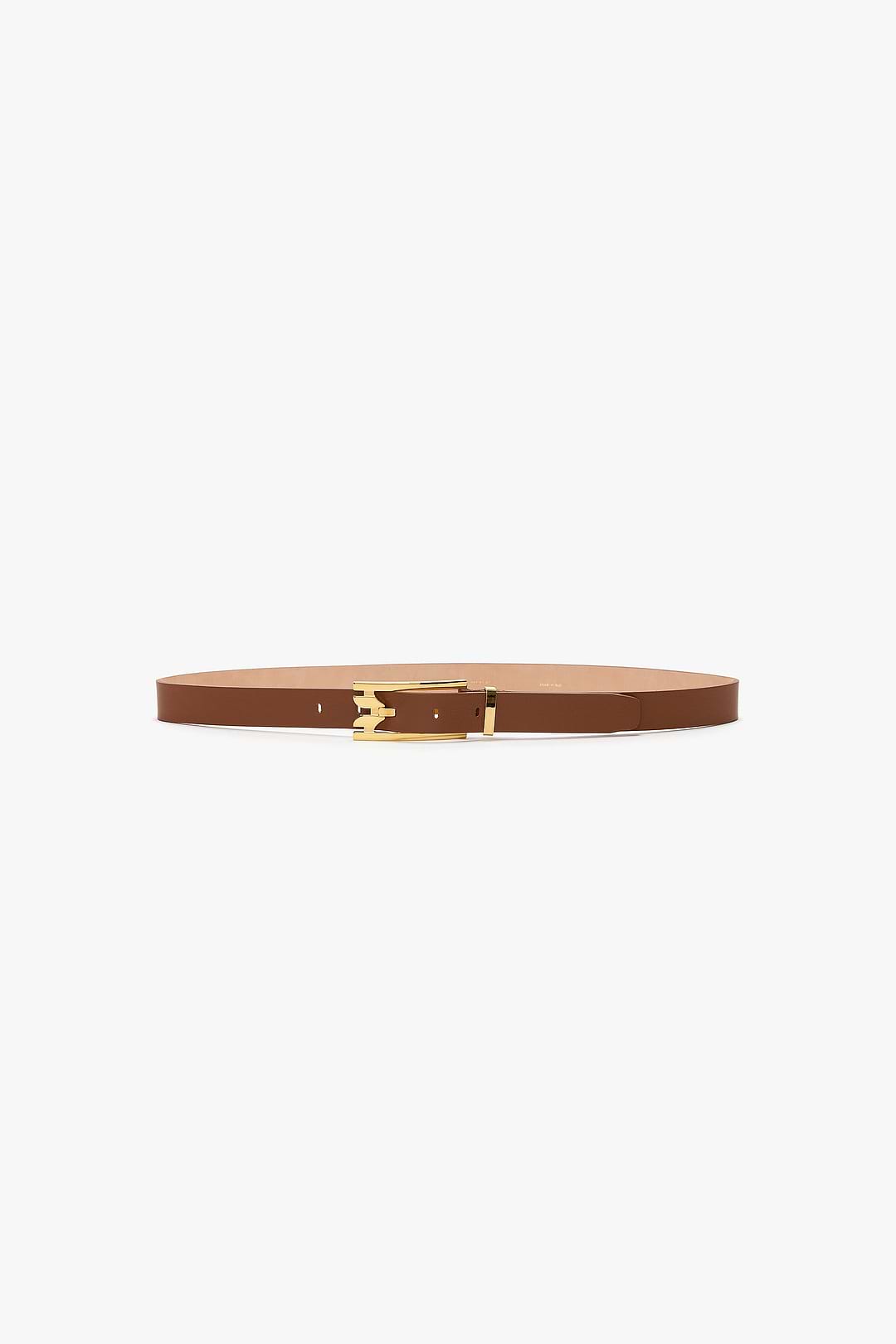 Dorian Pin-Buckle Belt 25mm Dark Tan Shiny Calf Leather