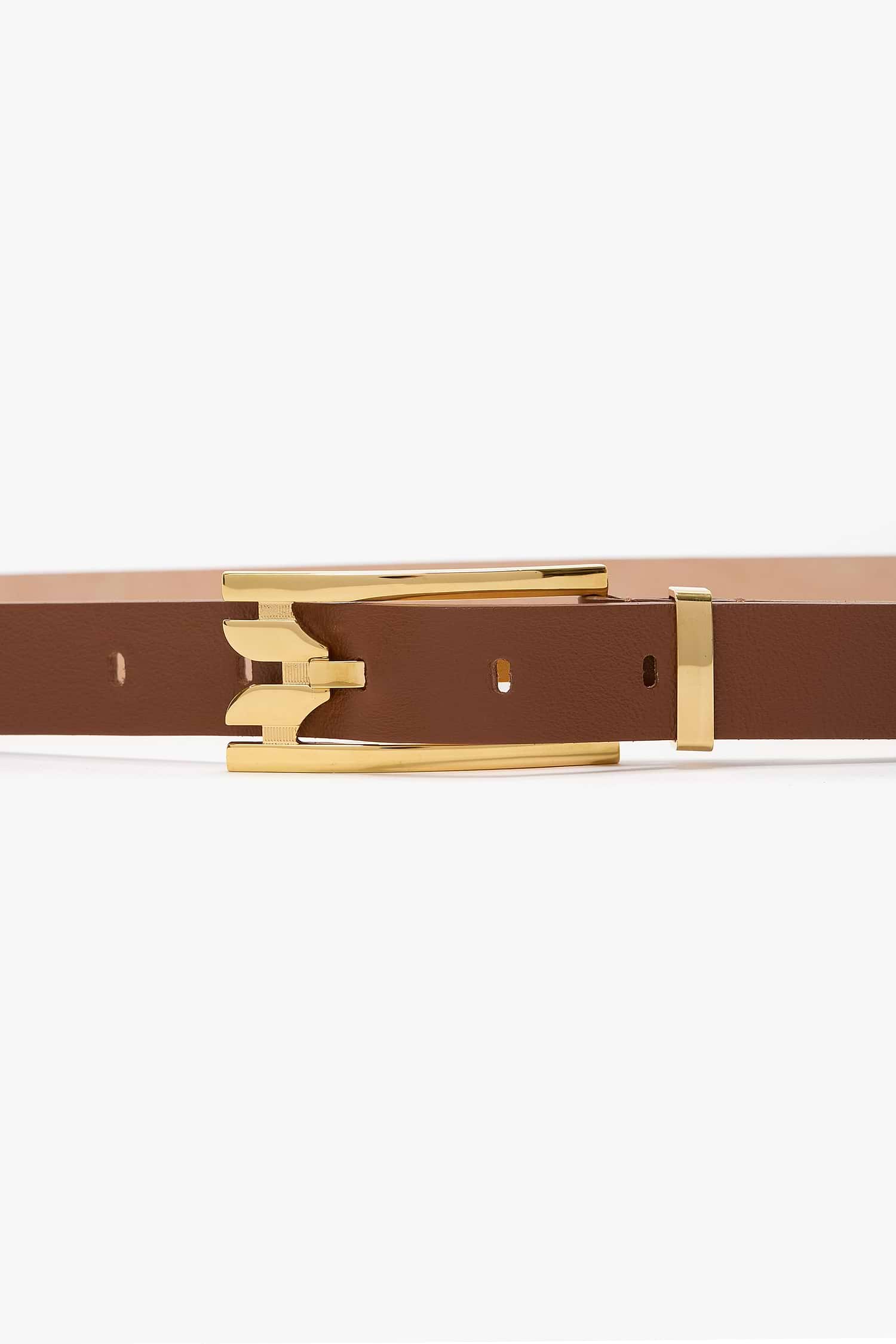 Dorian Pin-Buckle Belt 25mm Dark Tan Shiny Calf Leather