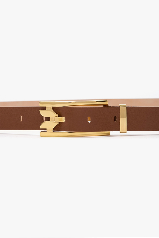Dorian Pin-Buckle Belt 25mm Dark Tan Shiny Calf Leather