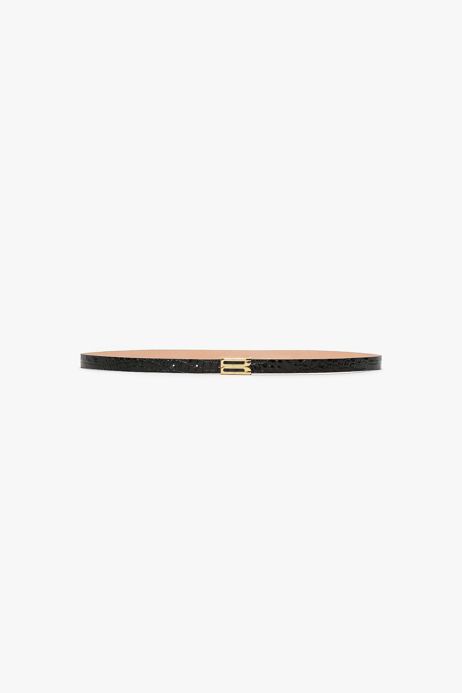 Dorian Frame Belt Micro 15mm Black Croc Embossed Leather