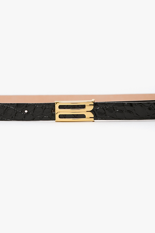 Dorian Frame Belt Micro 15mm Black Croc Embossed Leather
