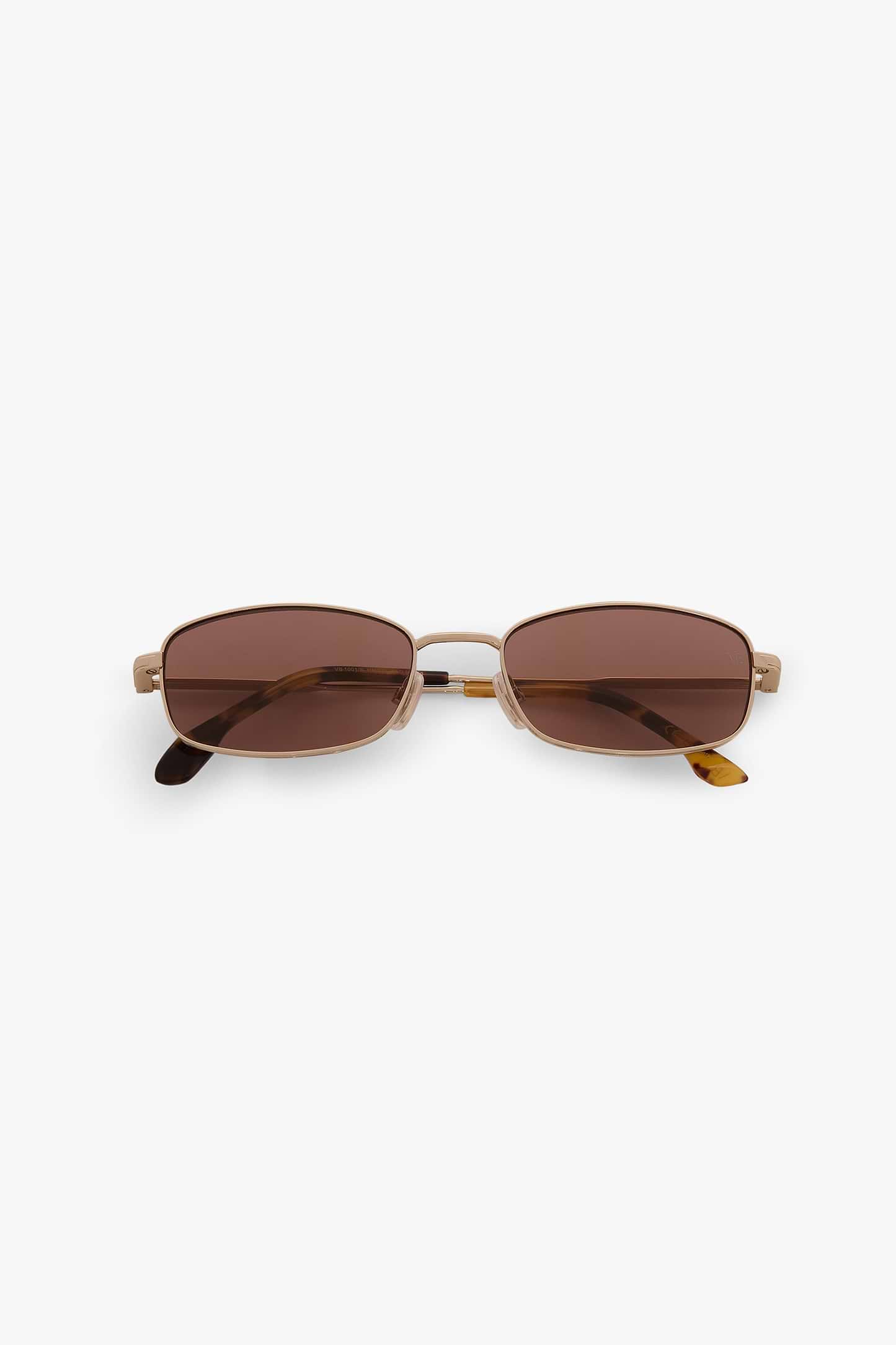 Metal Sunglasses In Gold Honey Havana