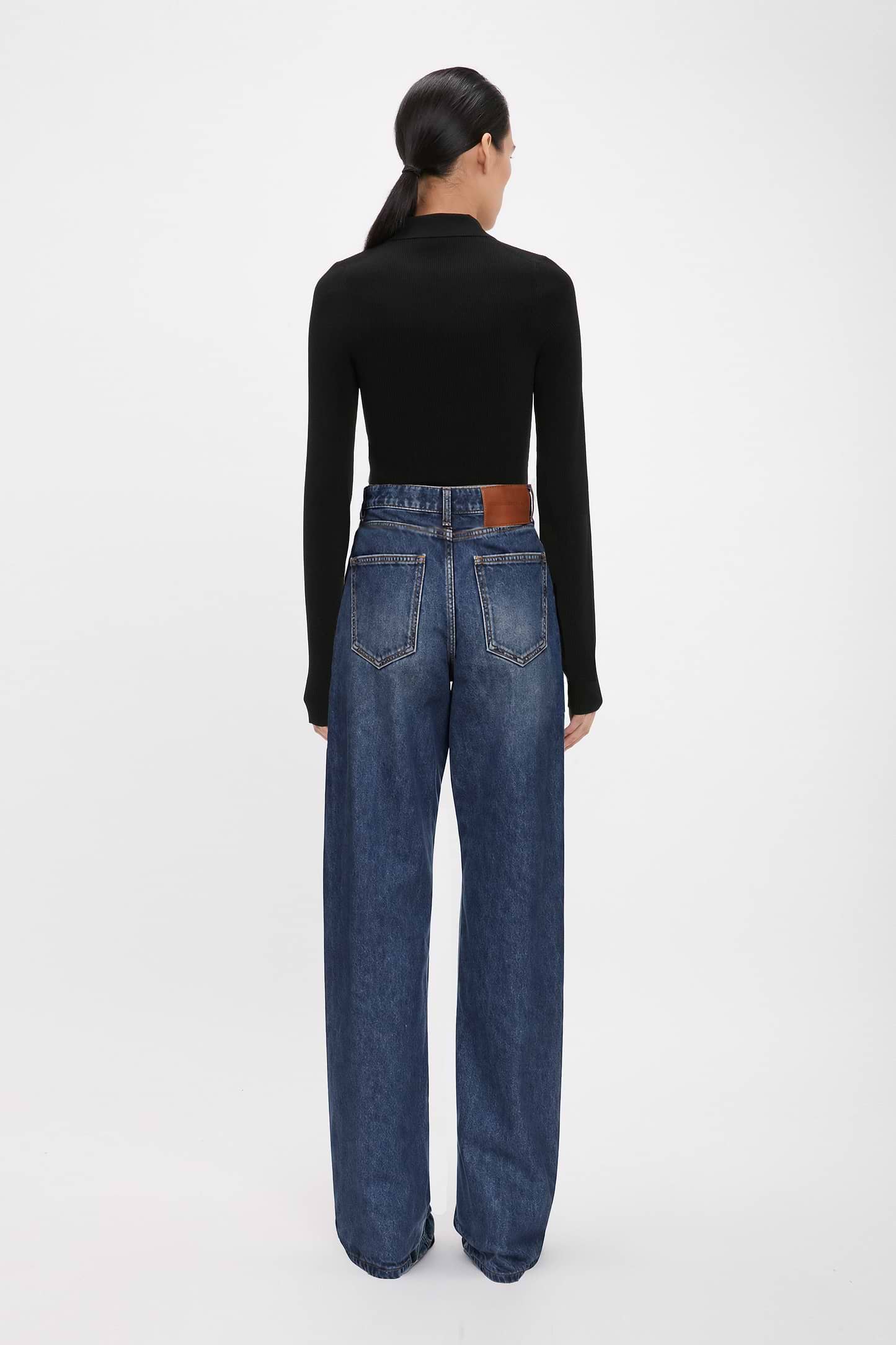 High Waist Jean In Mid Blue Wash