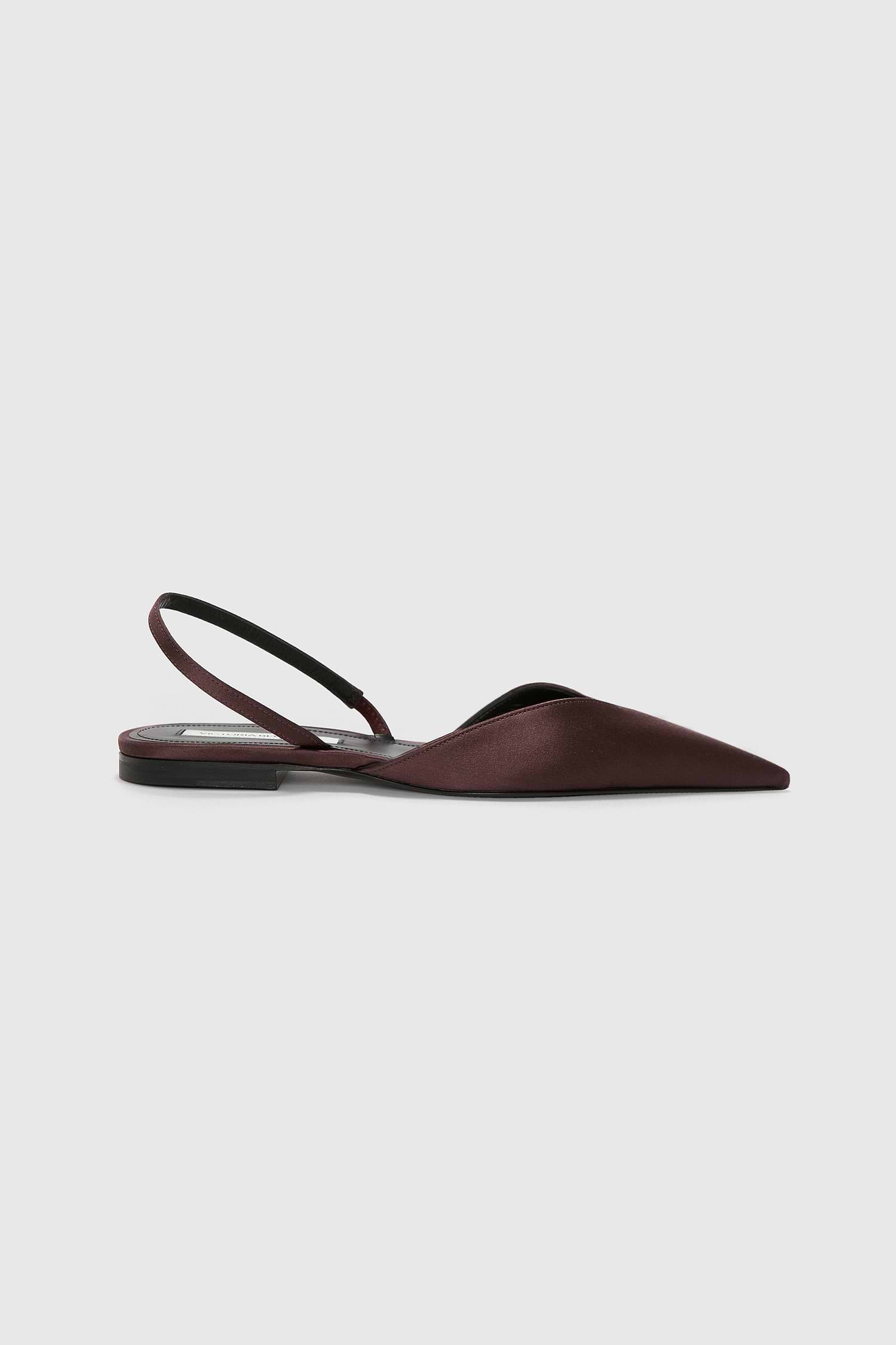 Victoria Angle Halter Back Flat Burgundy Satin