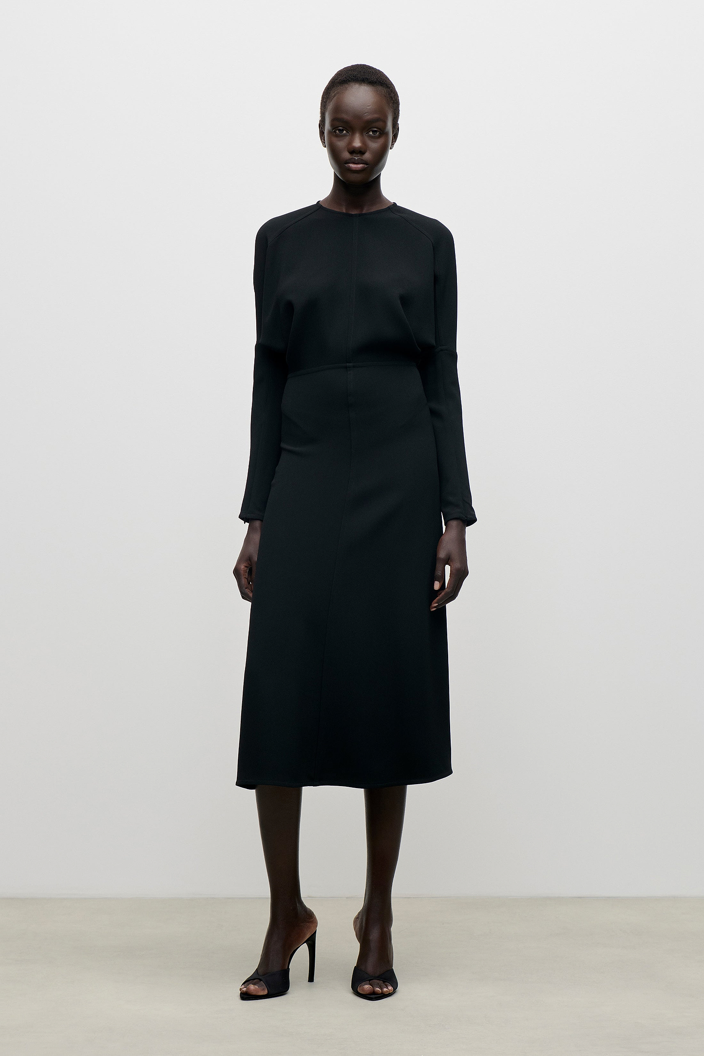 Dolman Midi Dress In Black