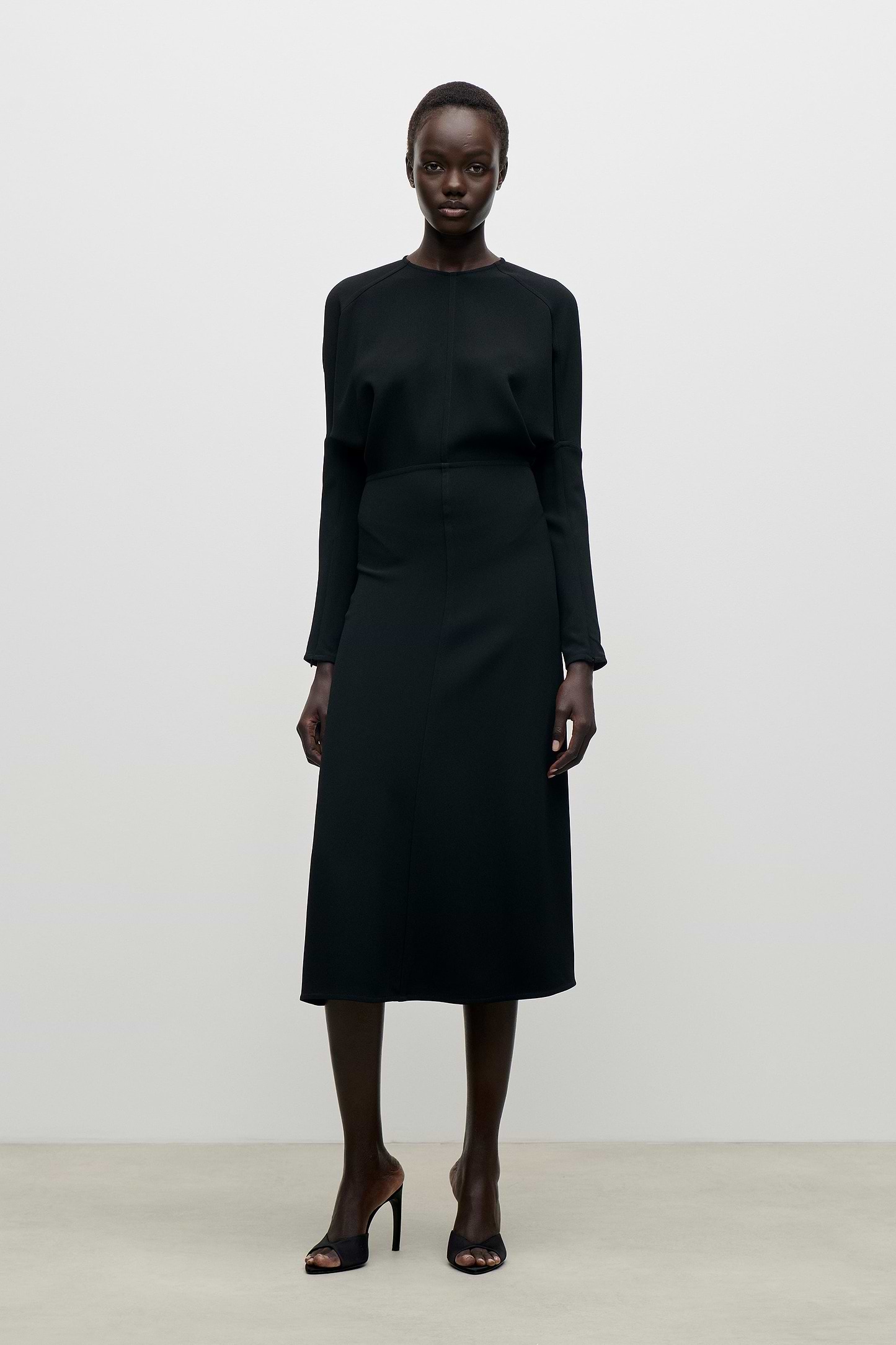 Dolman Midi Dress In Black