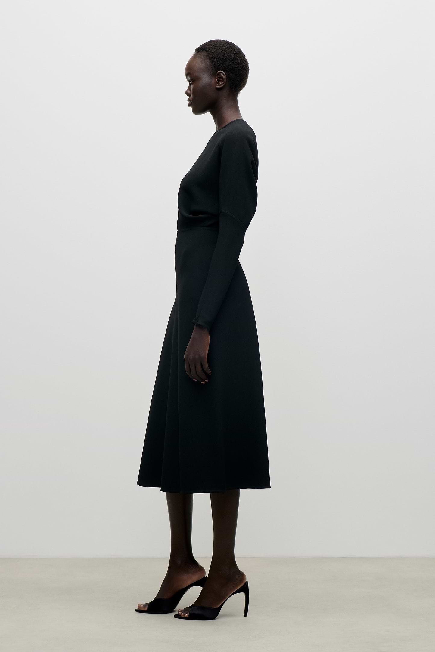 Dolman Midi Dress In Black