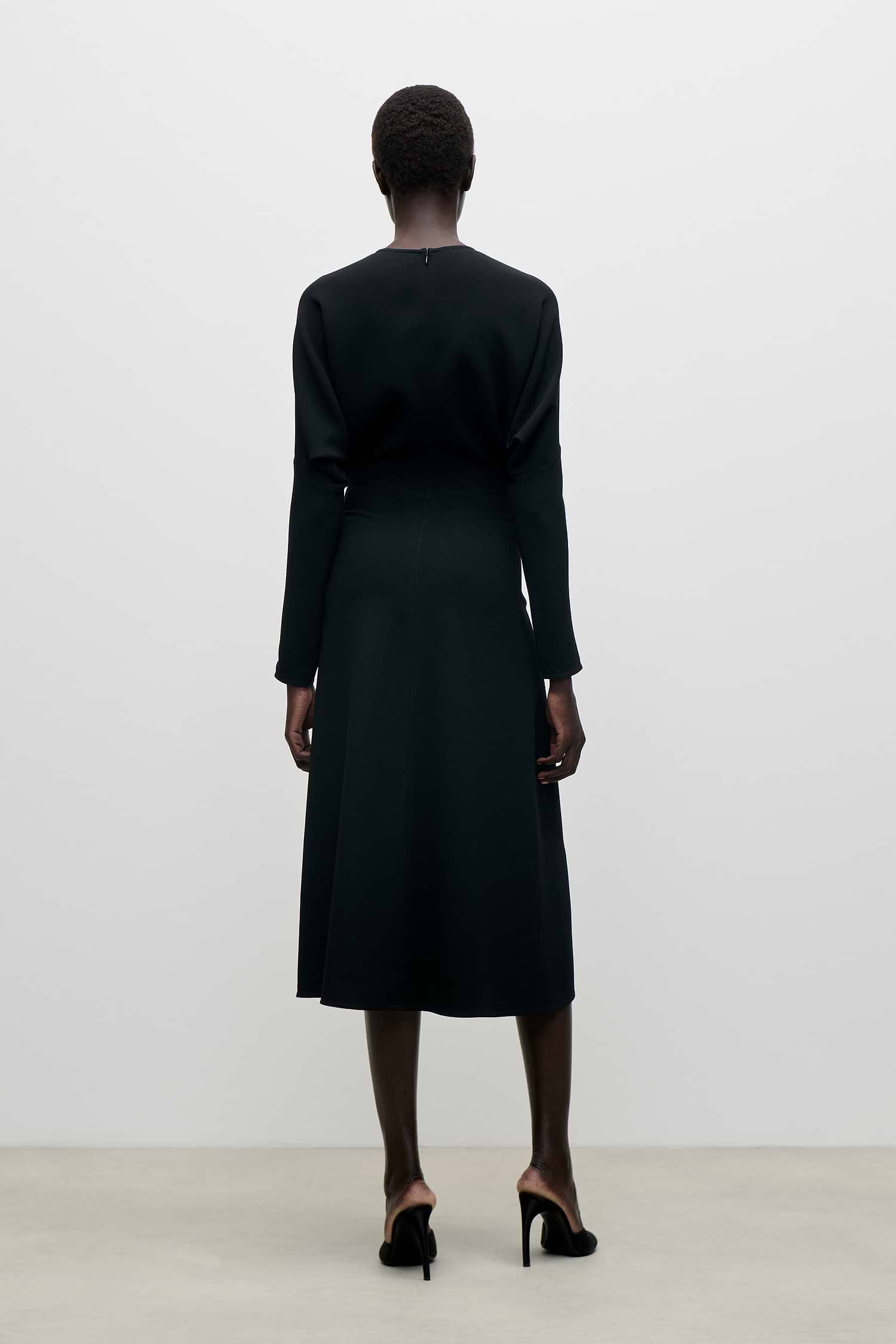 Dolman Midi Dress In Black