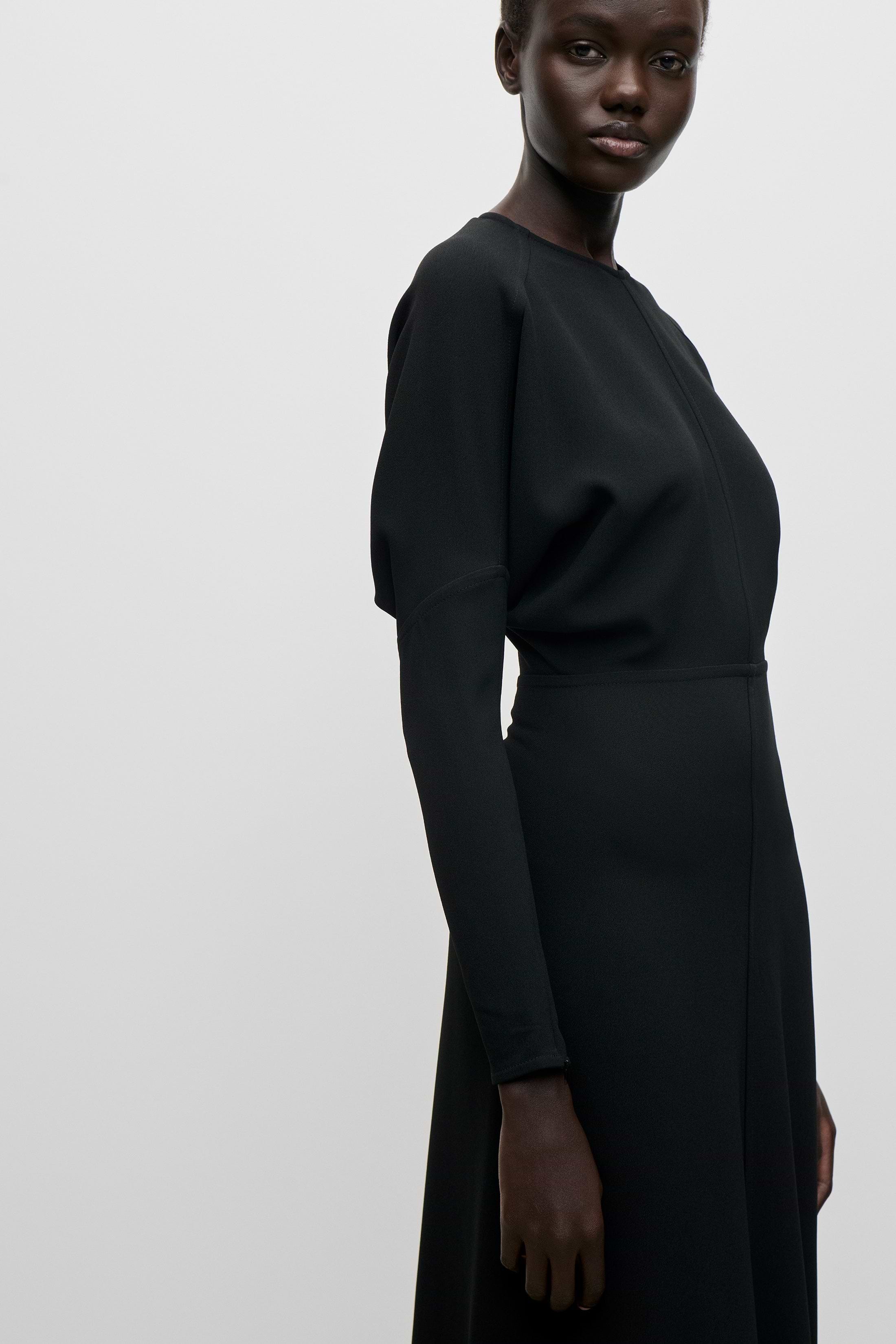Dolman Midi Dress In Black
