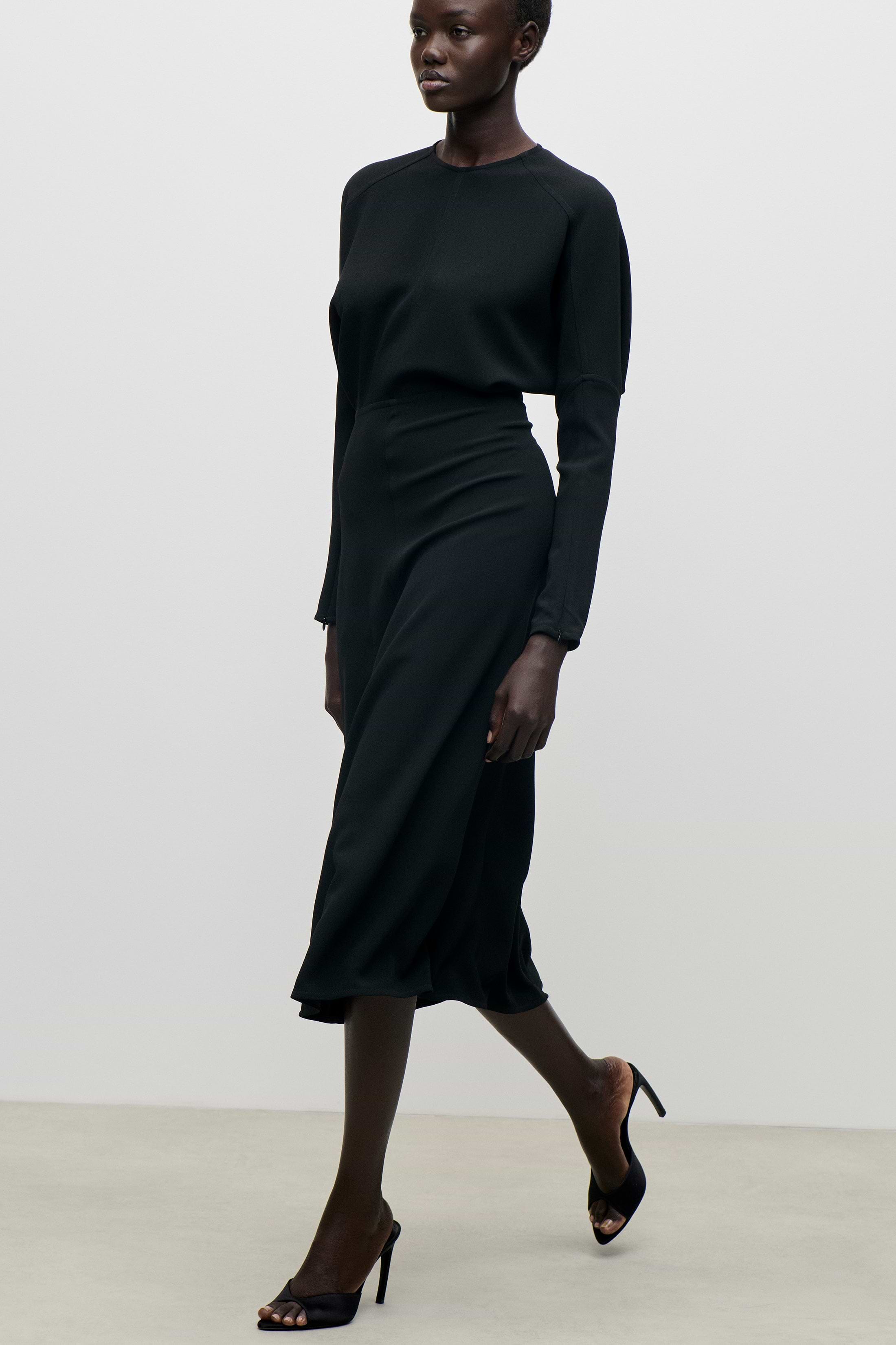 Dolman Midi Dress In Black