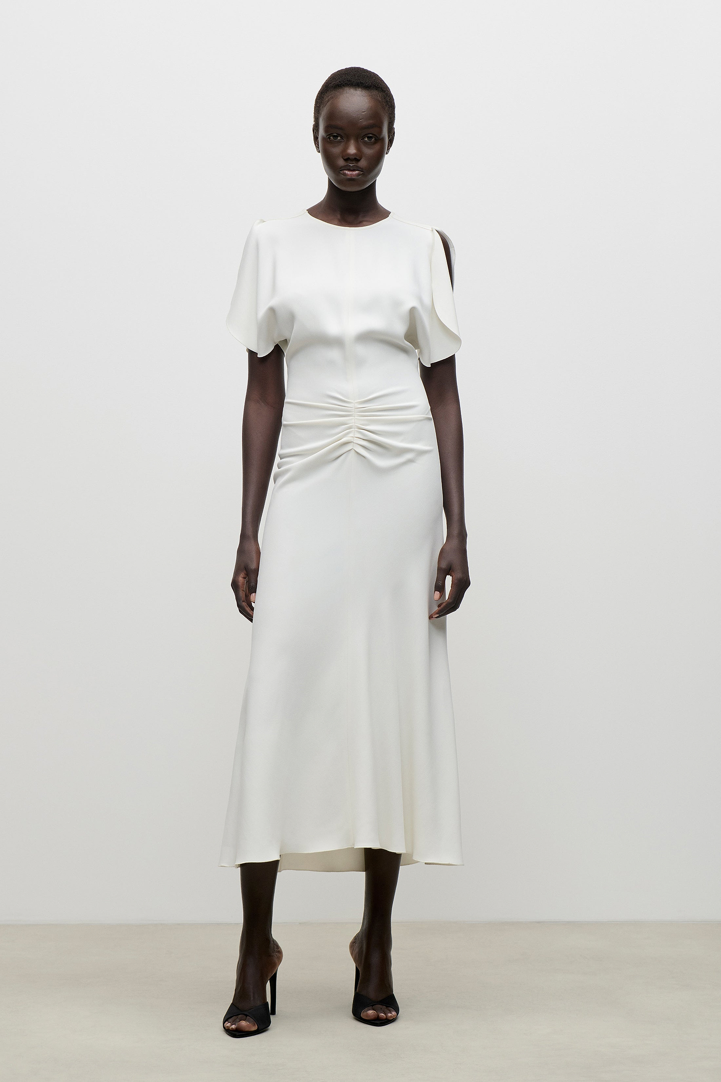 Bela Midi Dress In Bright Ivory