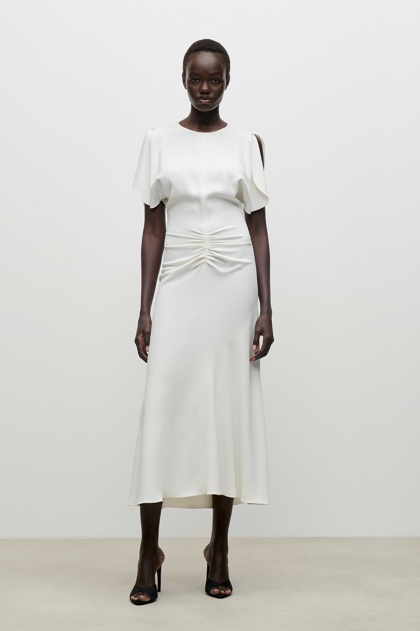 Bela Midi Dress In Bright Ivory