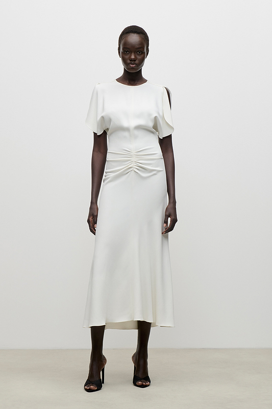 Bela Midi Dress In Bright Ivory