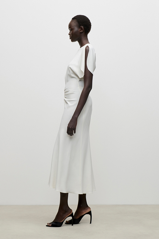 Bela Midi Dress In Bright Ivory