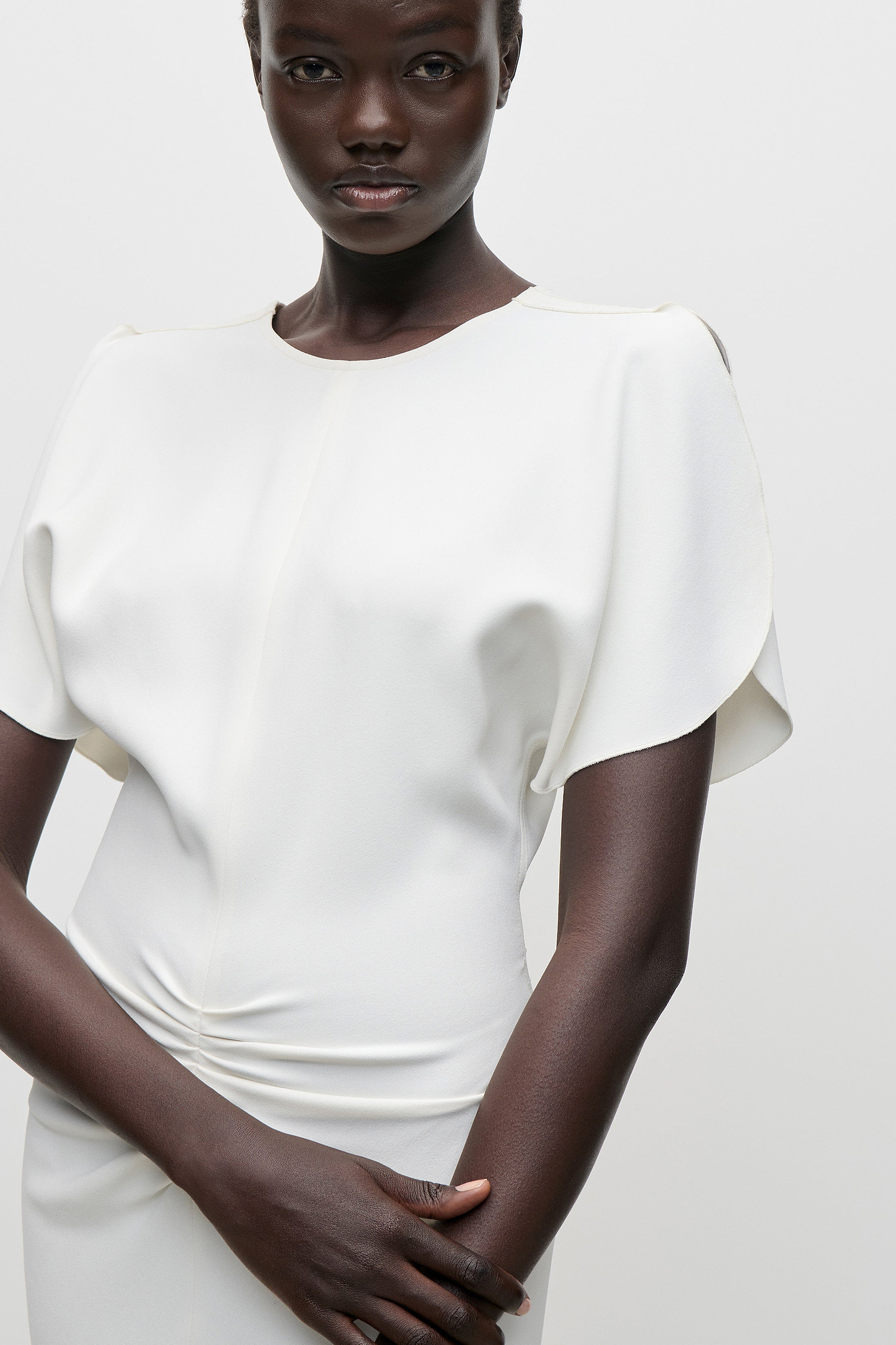 Bela Midi Dress In Bright Ivory