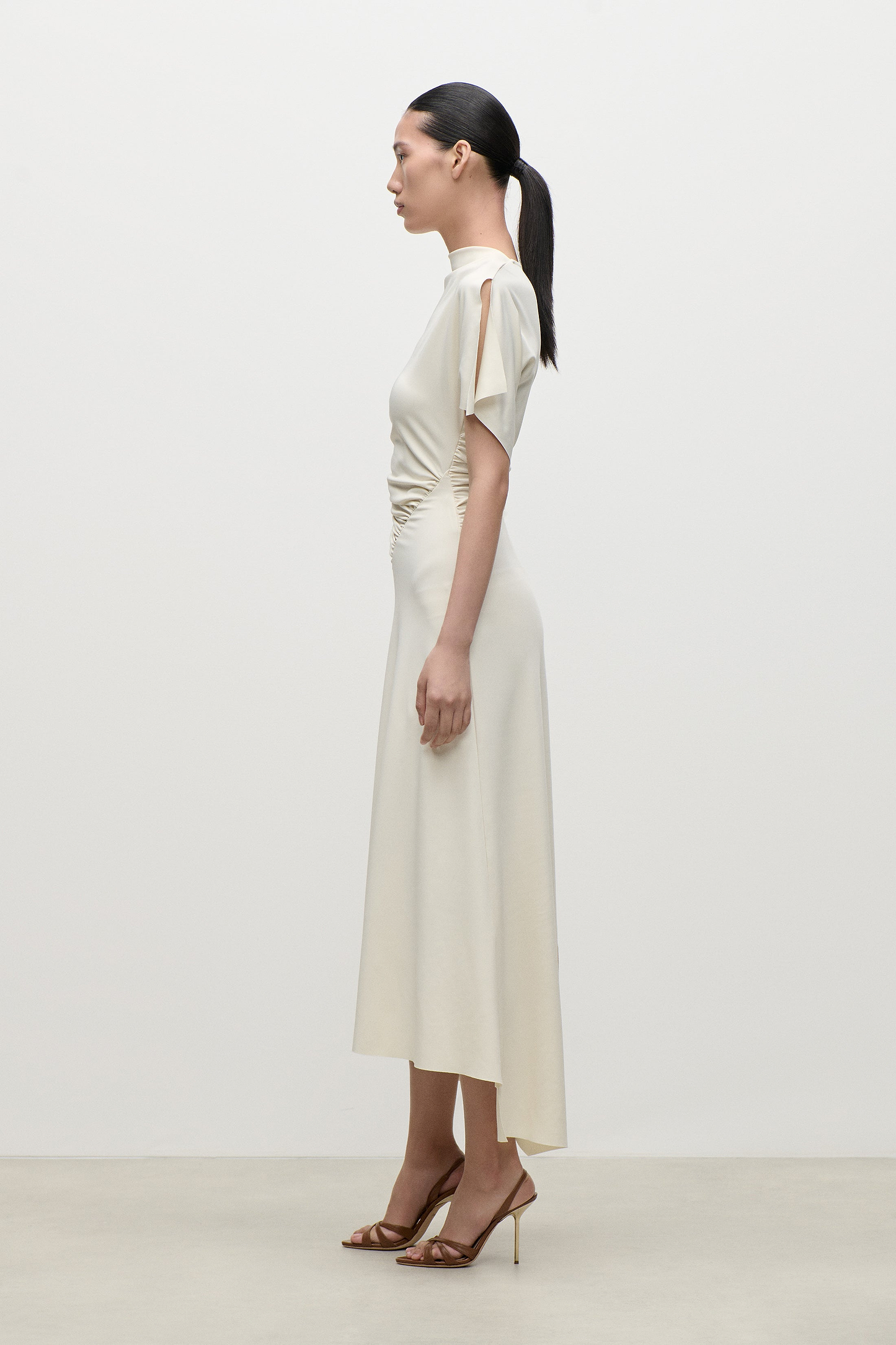 Blousey Midi Dress In Ivory