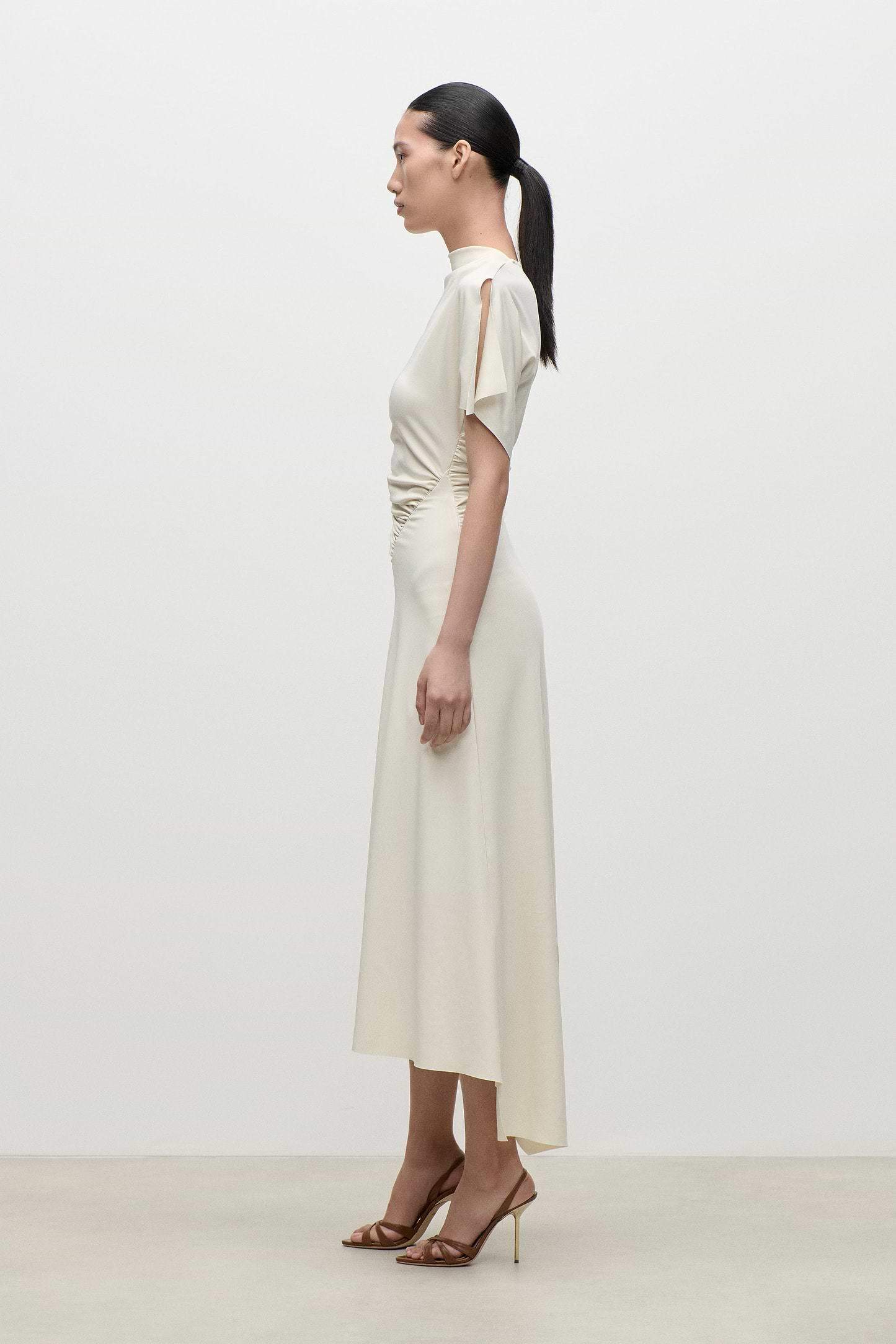 Blousey Midi Dress In Ivory