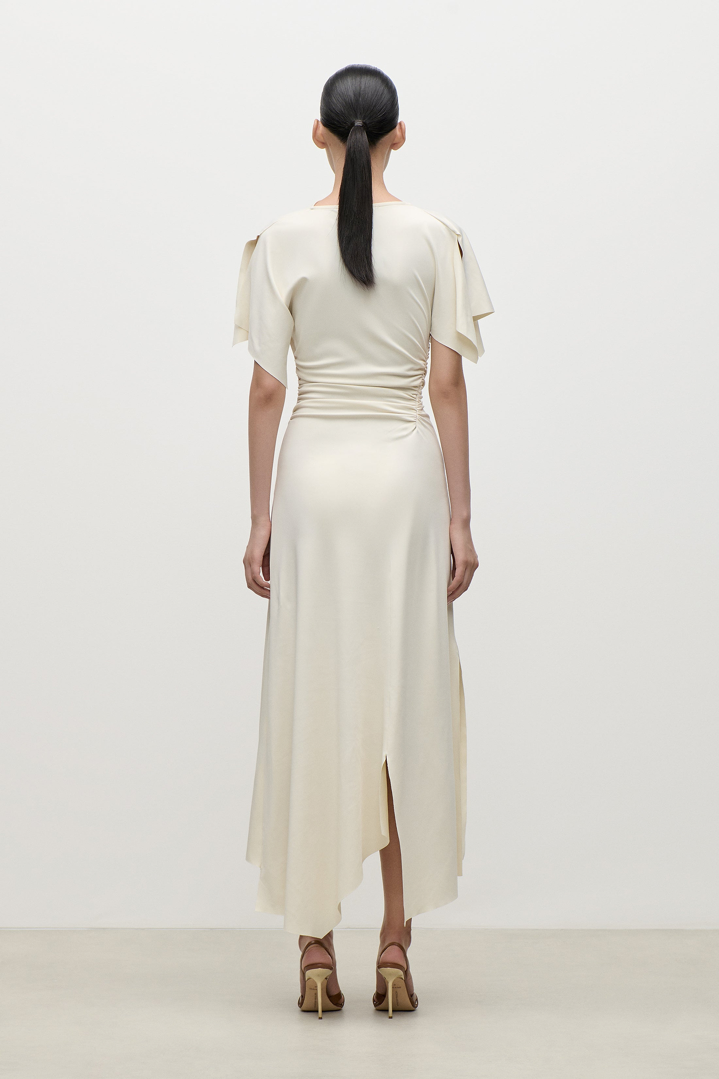 Blousey Midi Dress In Ivory