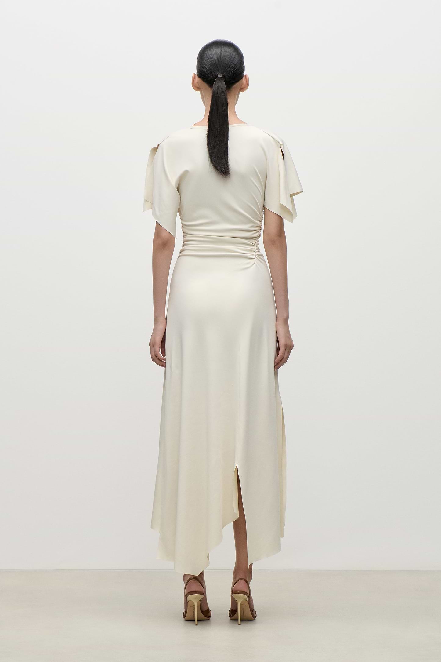 Blousey Midi Dress In Ivory
