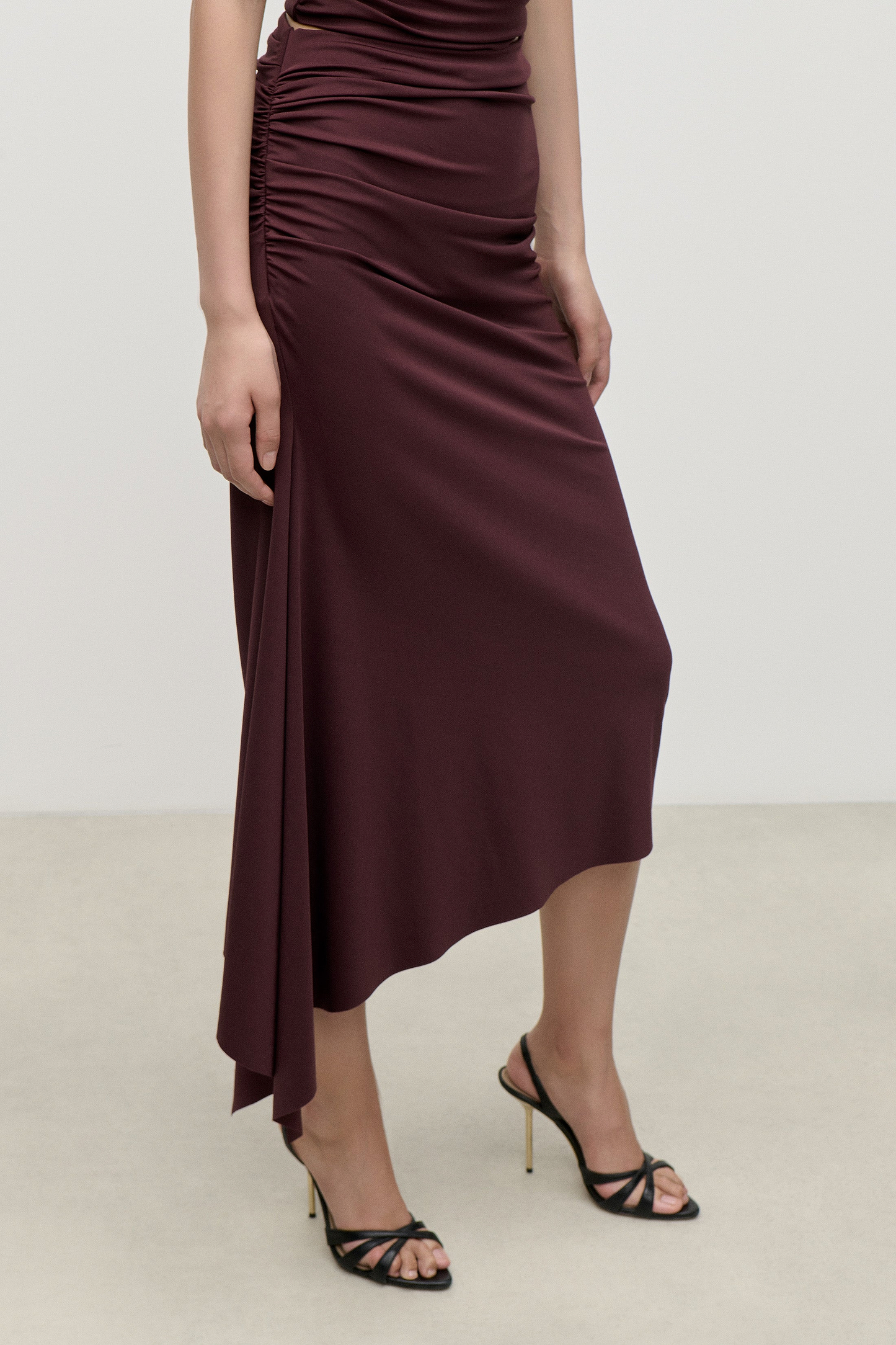 Gathered Skirt In Burgundy