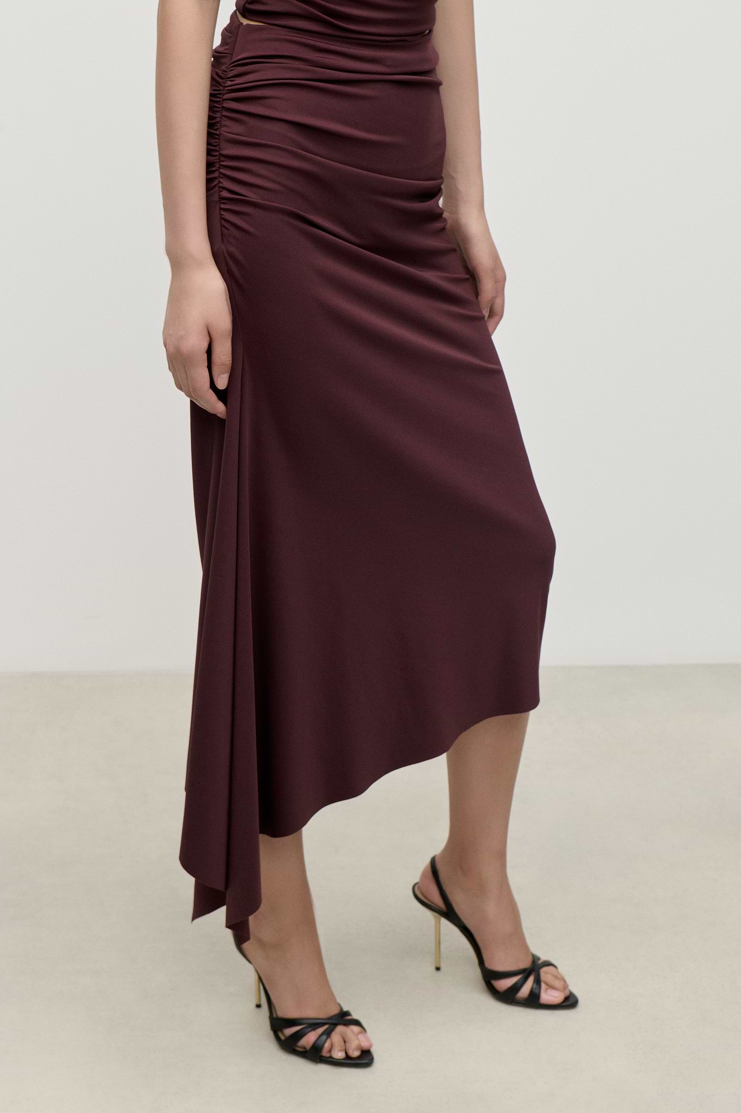 Gathered Skirt In Burgundy