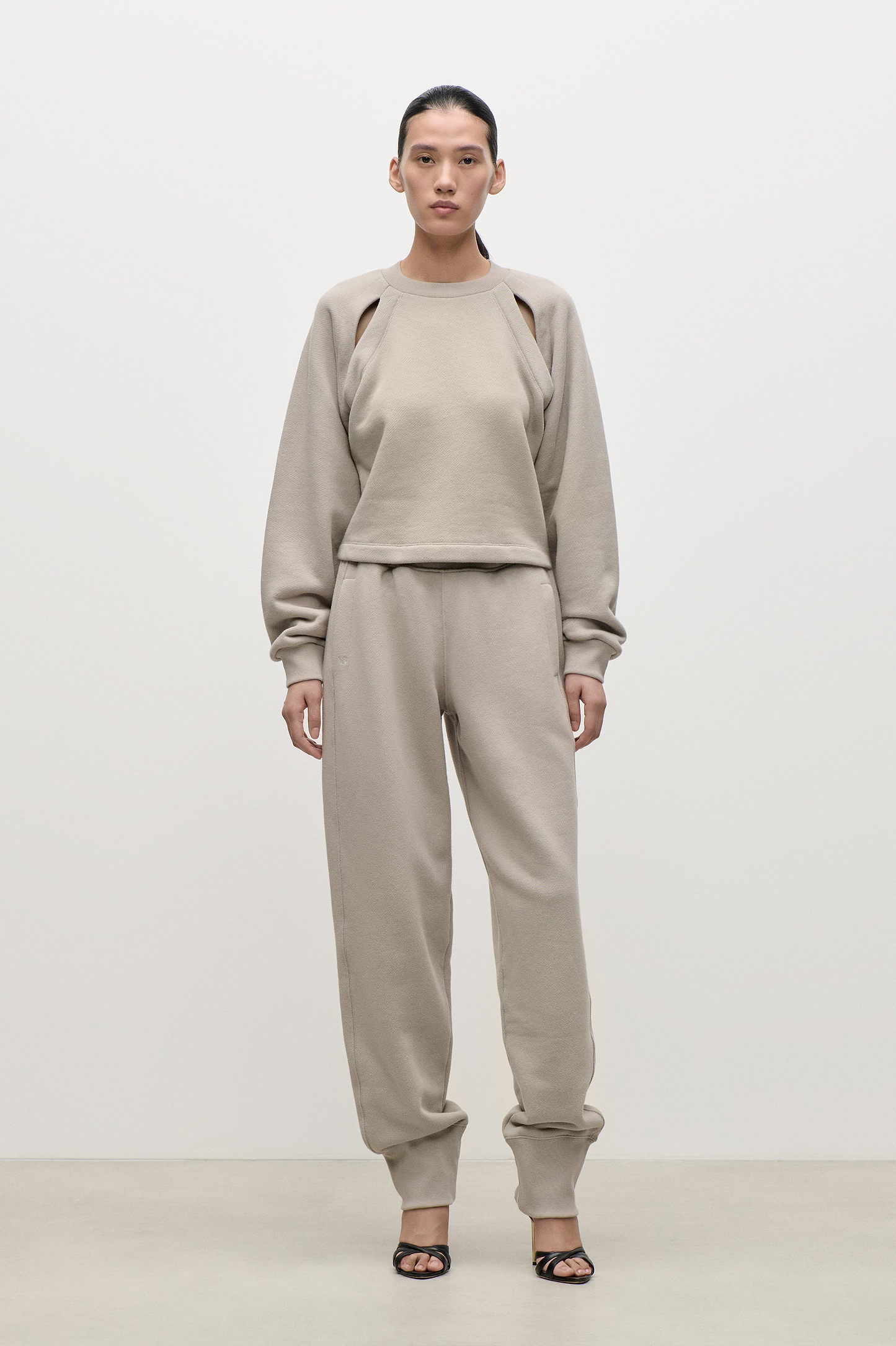 Cut Out Detail Sweatshirt In Light Grey