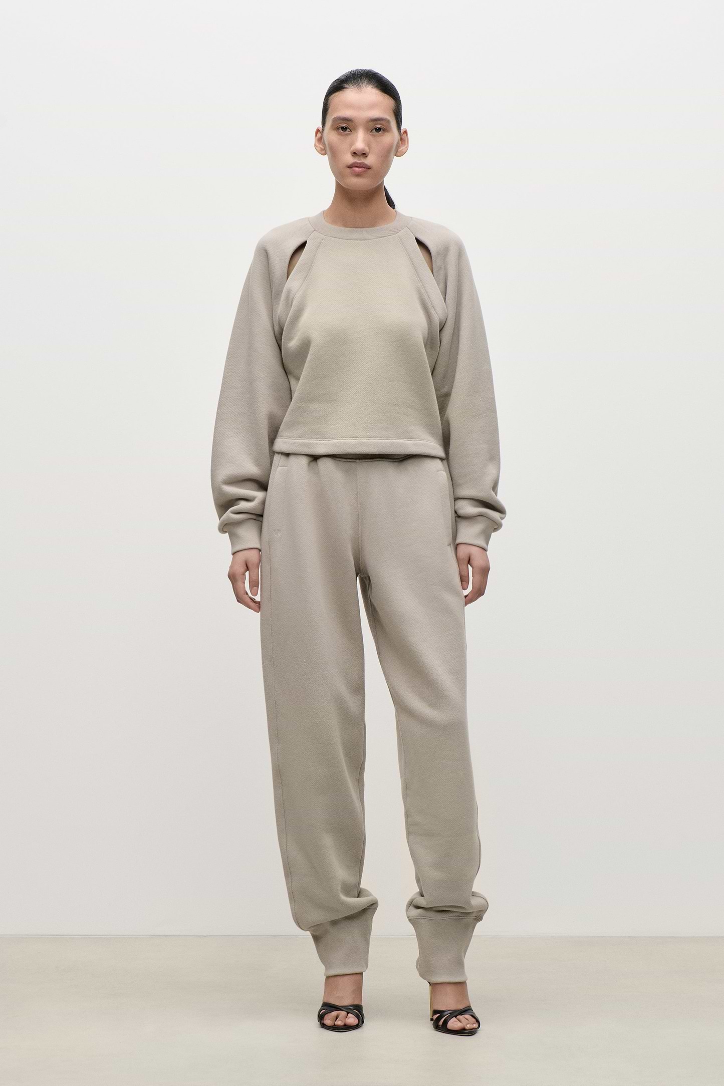 Cut Out Detail Sweatshirt In Light Grey