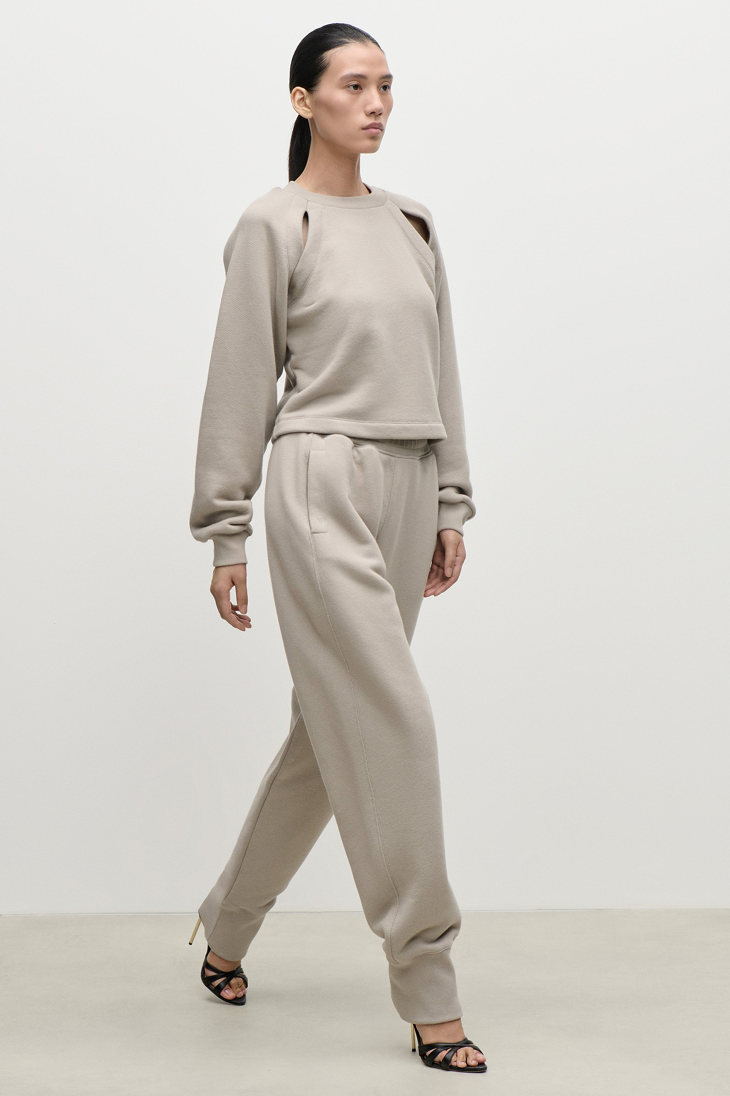 Cut Out Detail Sweatshirt In Light Grey