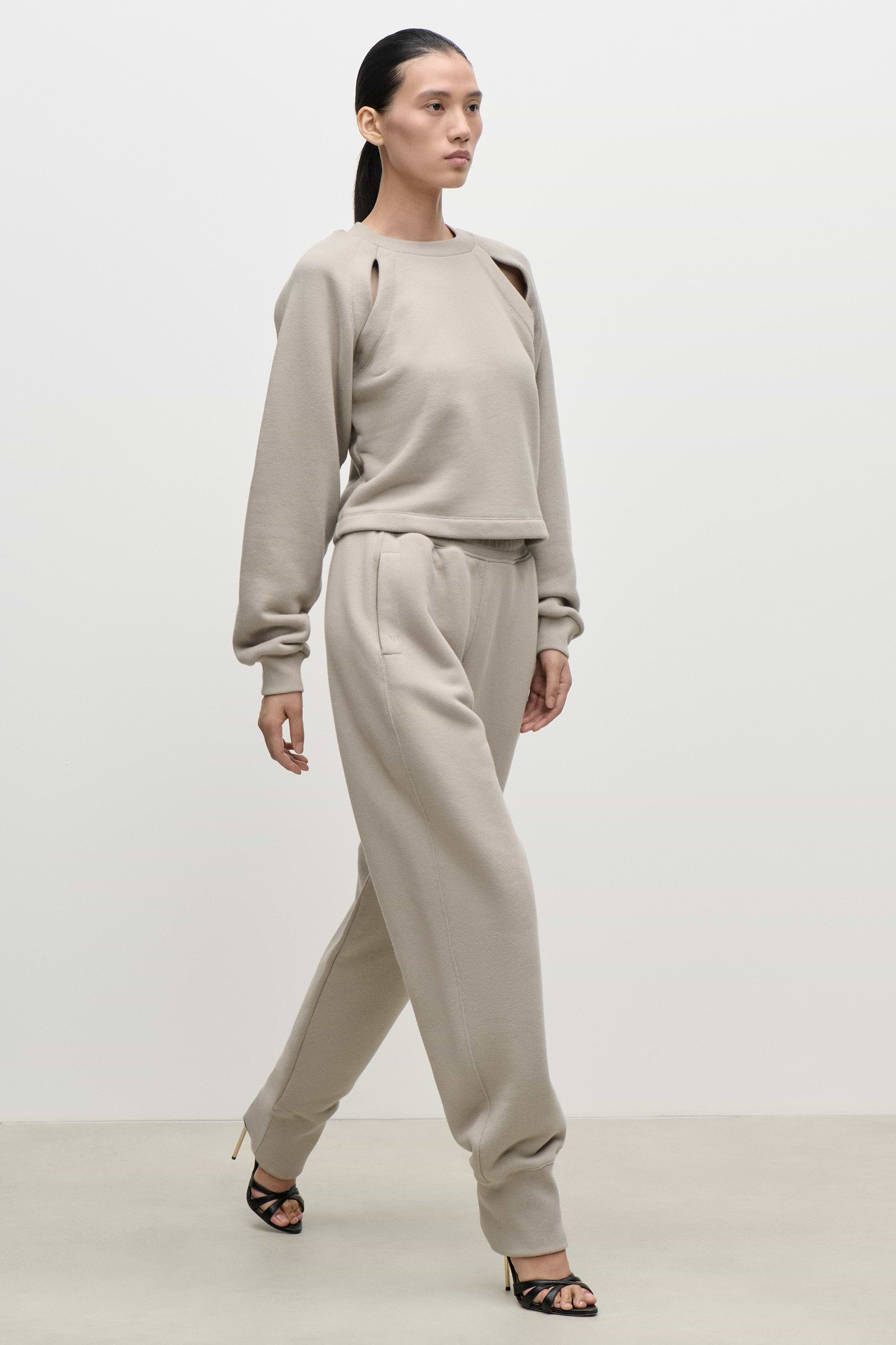 Cut Out Detail Sweatshirt In Light Grey