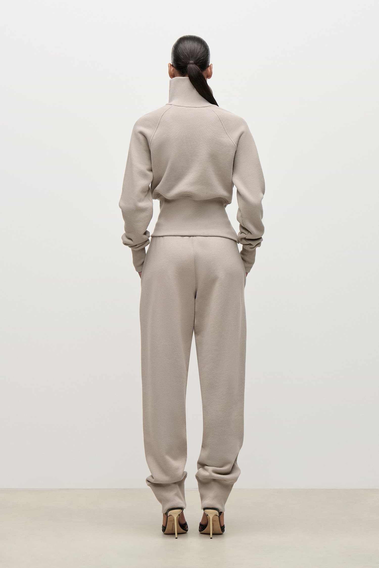 Zip Detail Sweatshirt In Light Grey