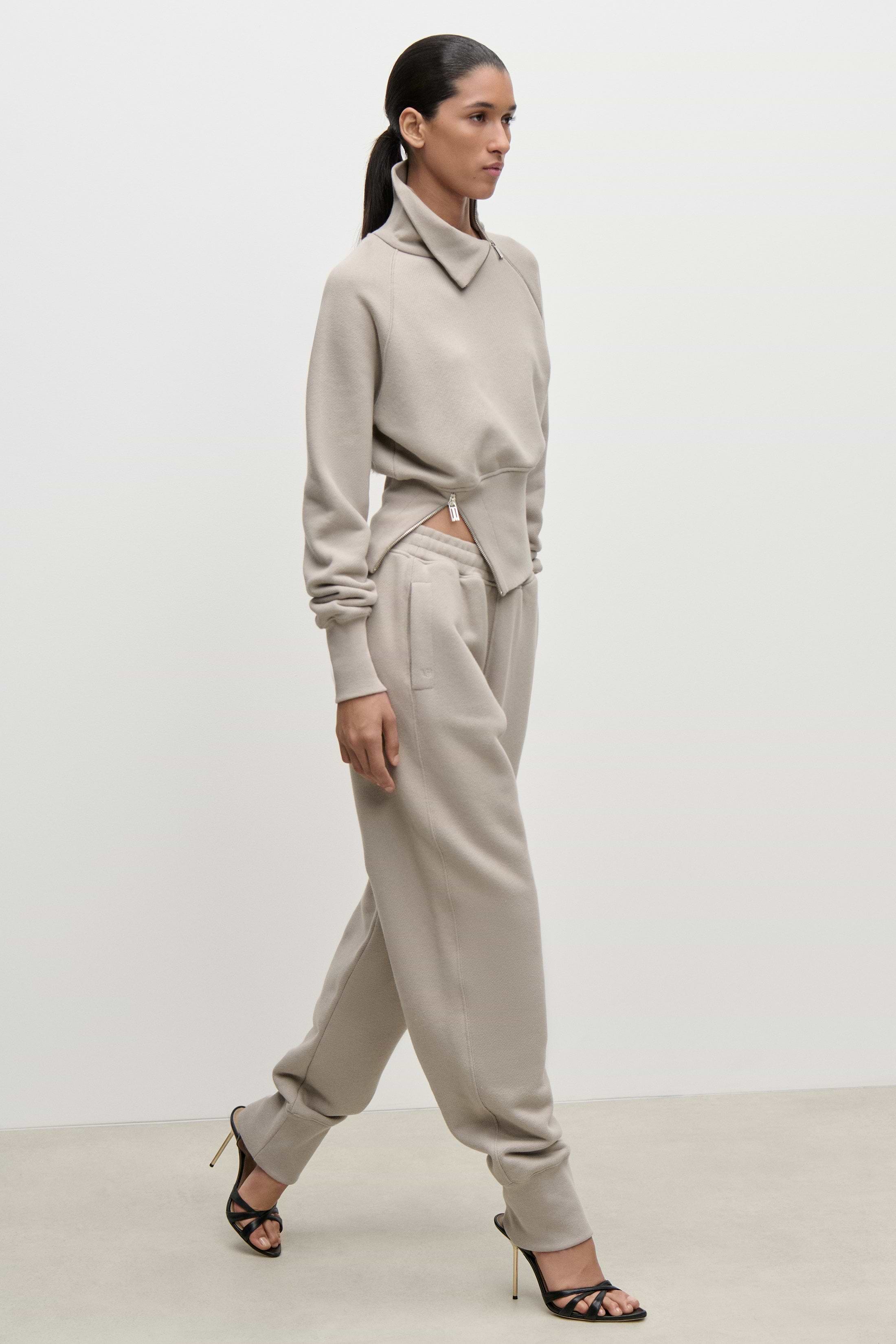 Zip Detail Sweatshirt In Light Grey