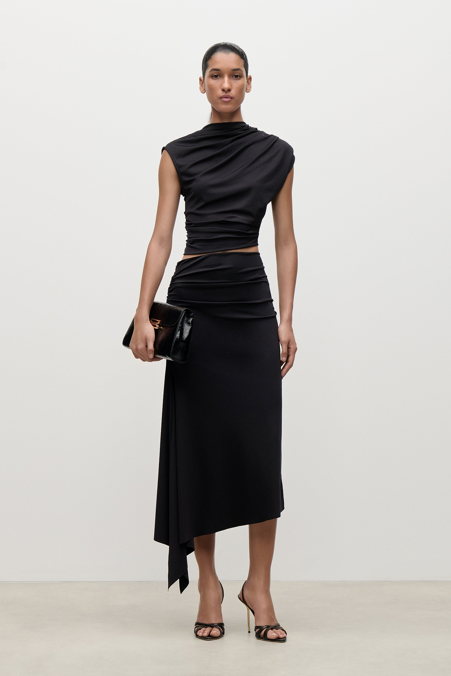 Gathered Top In Black