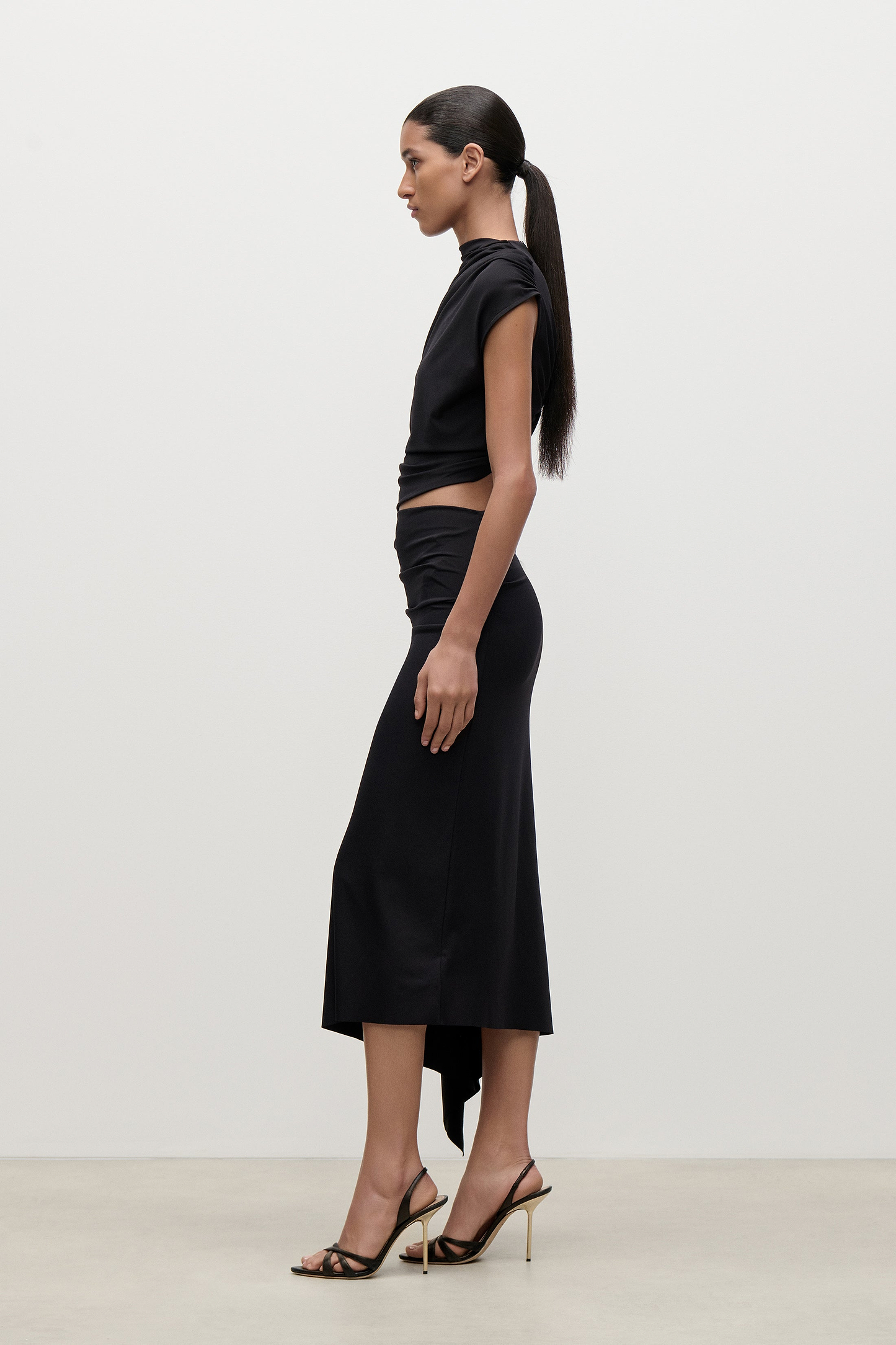 Gathered Skirt In Black
