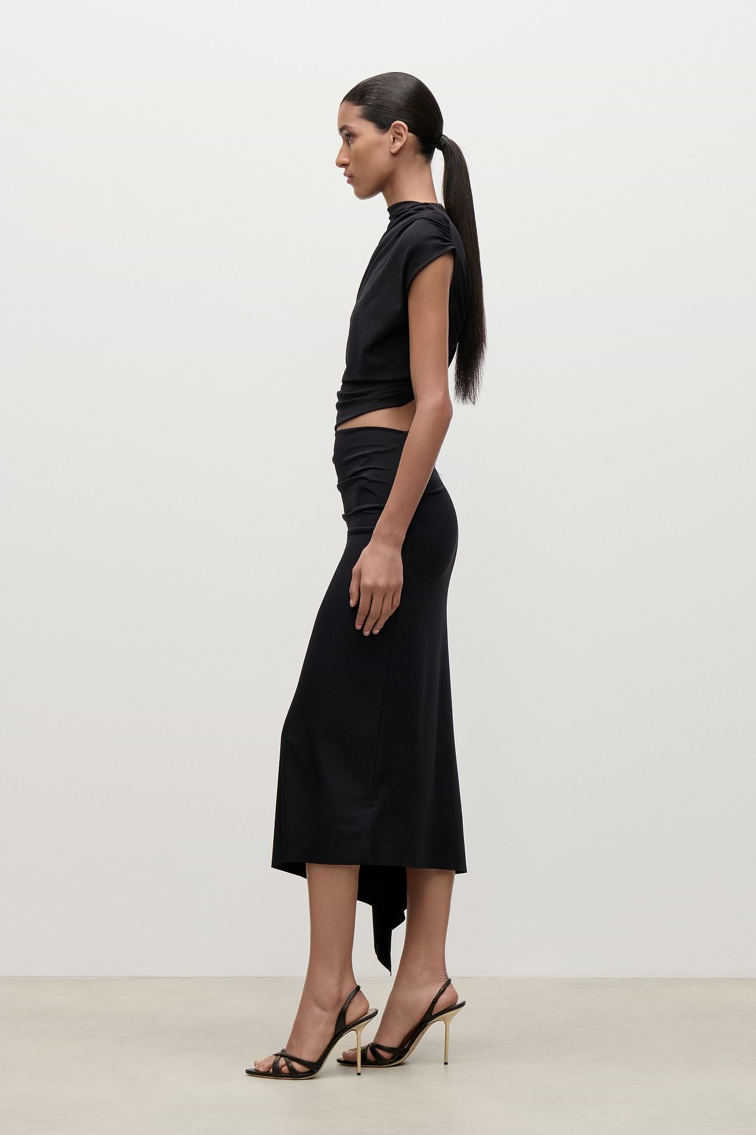 Gathered Skirt In Black