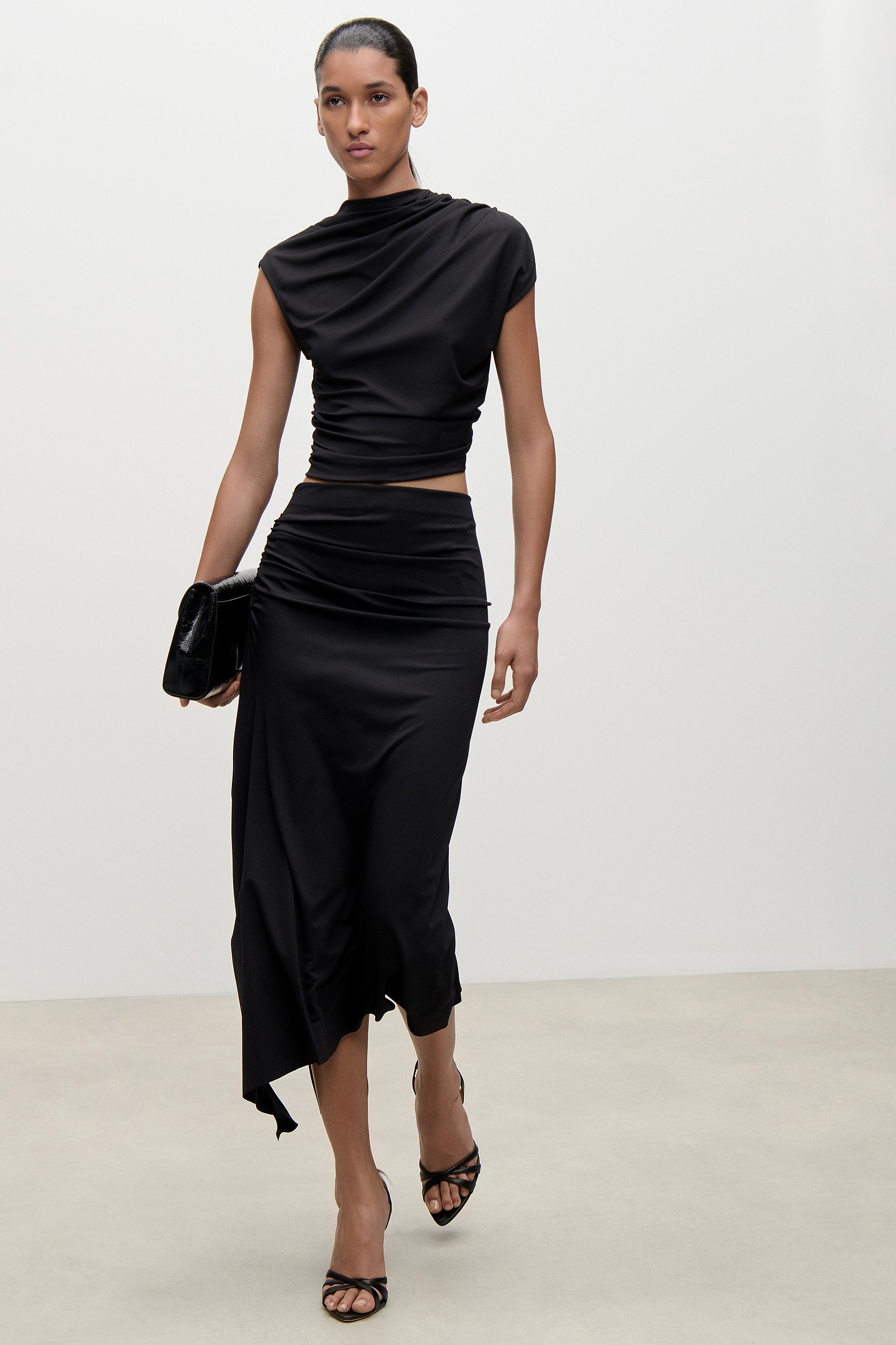 Gathered Skirt In Black